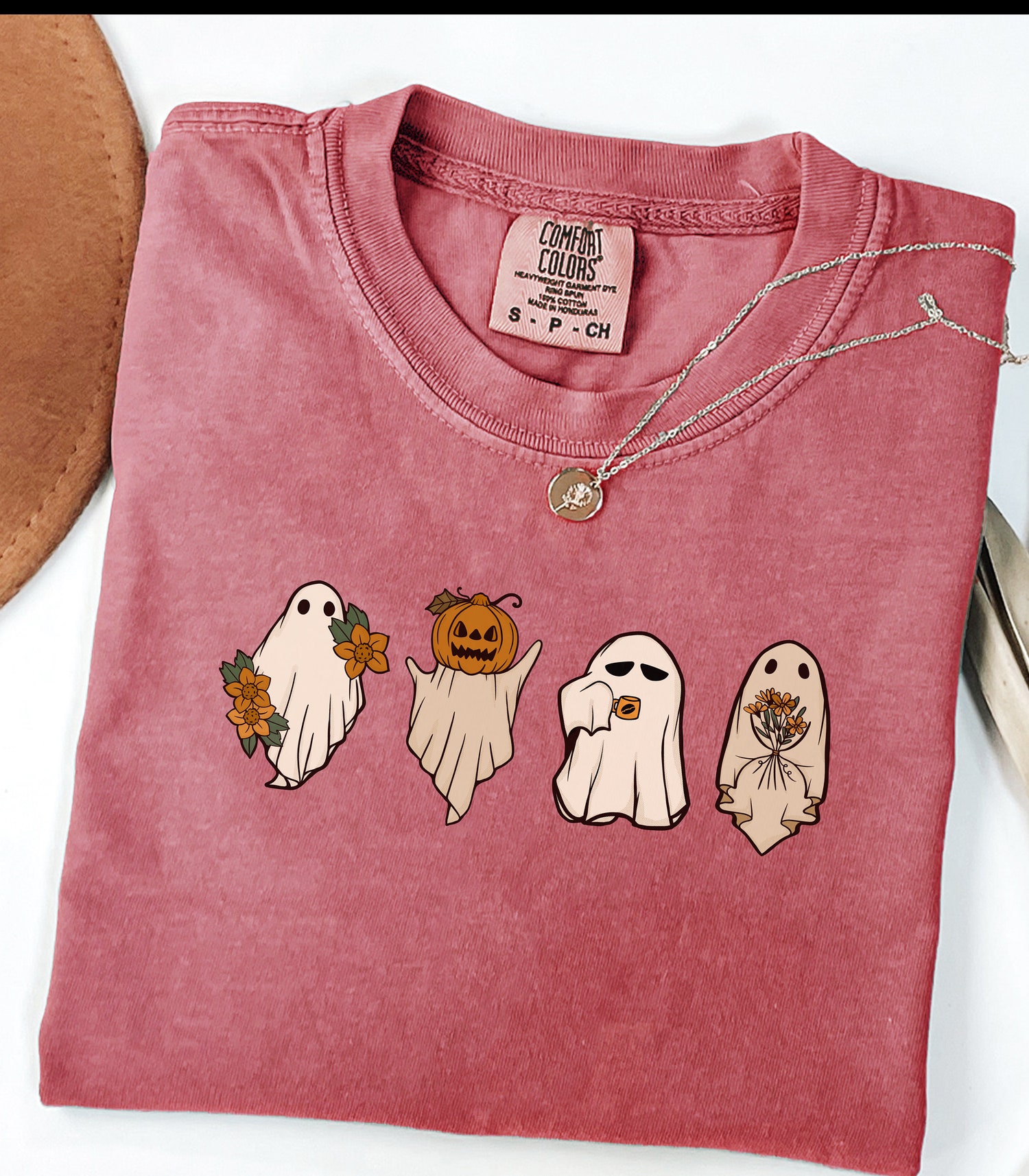 Cute Ghost Halloween Shirt | Women's Spooky Season Fall Tee | Halloween Gift image 4