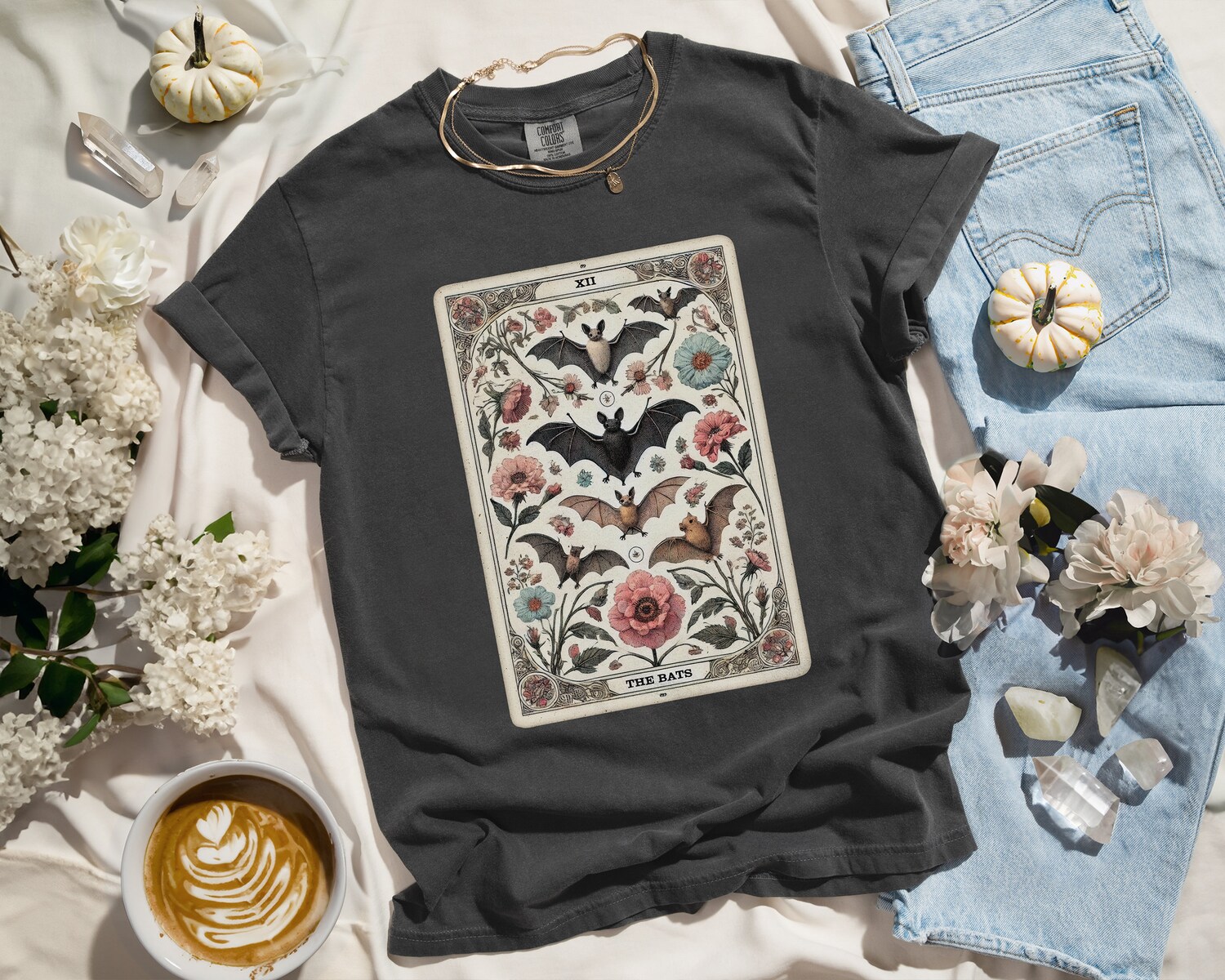 Vintage Tarot Card Shirt Halloween Aesthetic Gothic Bat Tee Dark Academia Witchy image 5