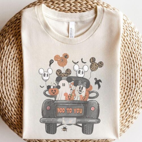 Vintage Mickey Minnie Halloween Shirt Halloween T-Shirt Mickey Minnie Balloons Halloween Pumpkin Tee Family Trip Shirt image 0