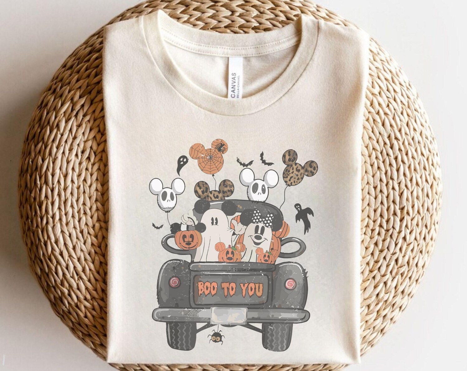 Vintage Mickey Minnie Halloween Shirt Halloween T-Shirt Mickey Minnie Balloons Halloween Pumpkin Tee Family Trip Shirt image 0