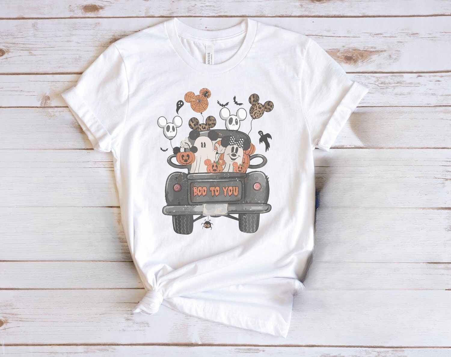 Vintage Mickey Minnie Halloween Shirt Halloween T-Shirt Mickey Minnie Balloons Halloween Pumpkin Tee Family Trip Shirt image 3