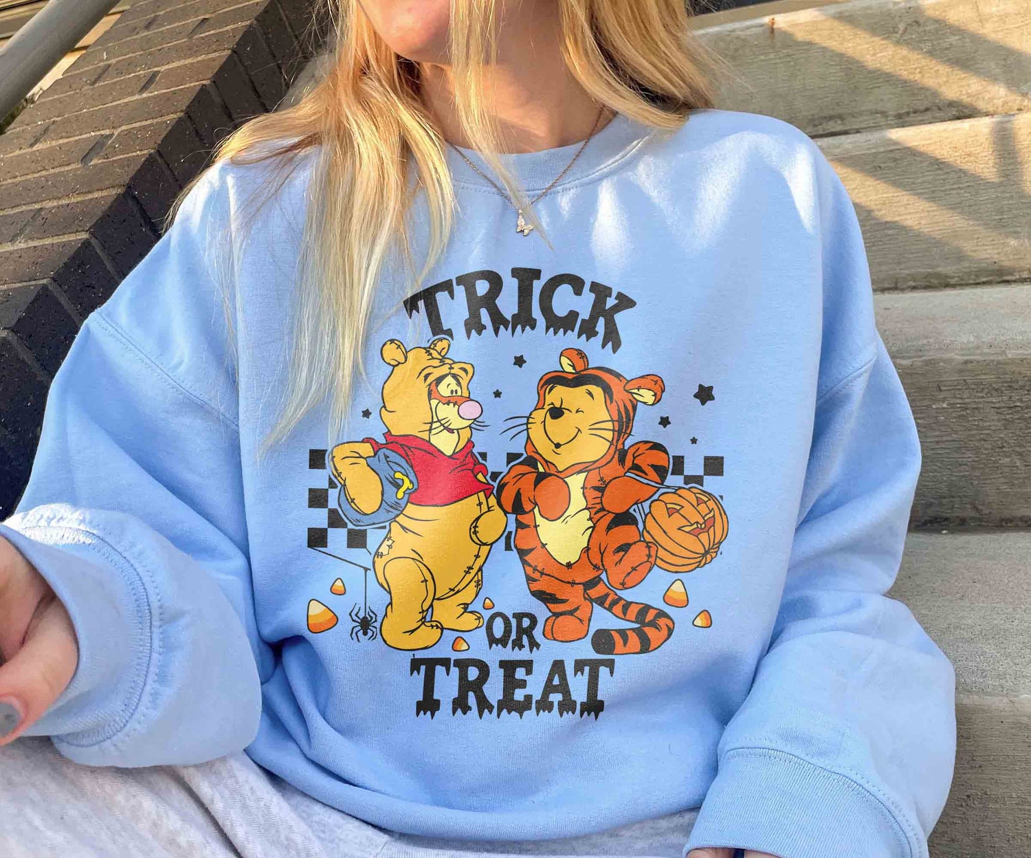 Retro Trick or Treat Pooh and Tigger Shirt Halloween Tee Winnie The Pooh Halloween Shirt for Kids image 6