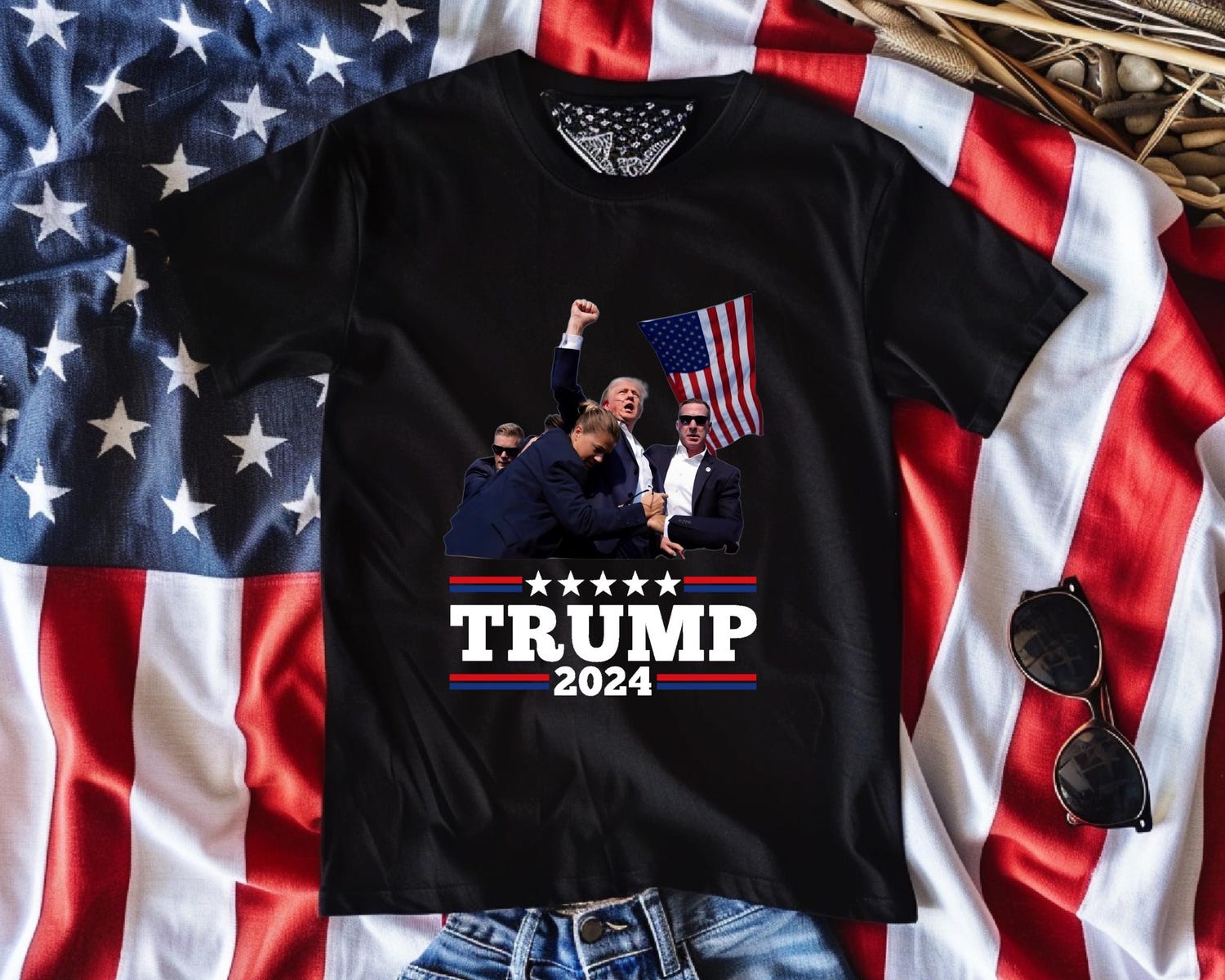 Trump 2024 I Stand With Trump T-Shirt | MAGA Support | President Election 2024 Republicans Shirt image 1