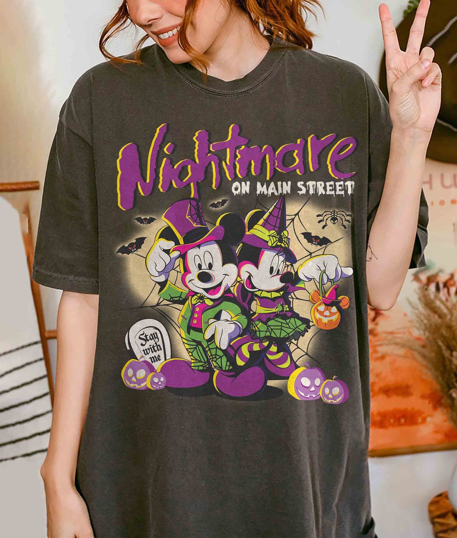 Mickey and Minnie Halloween Shirt Not So Scary Halloween Party 2024 Disneyland Gift Tee image 1