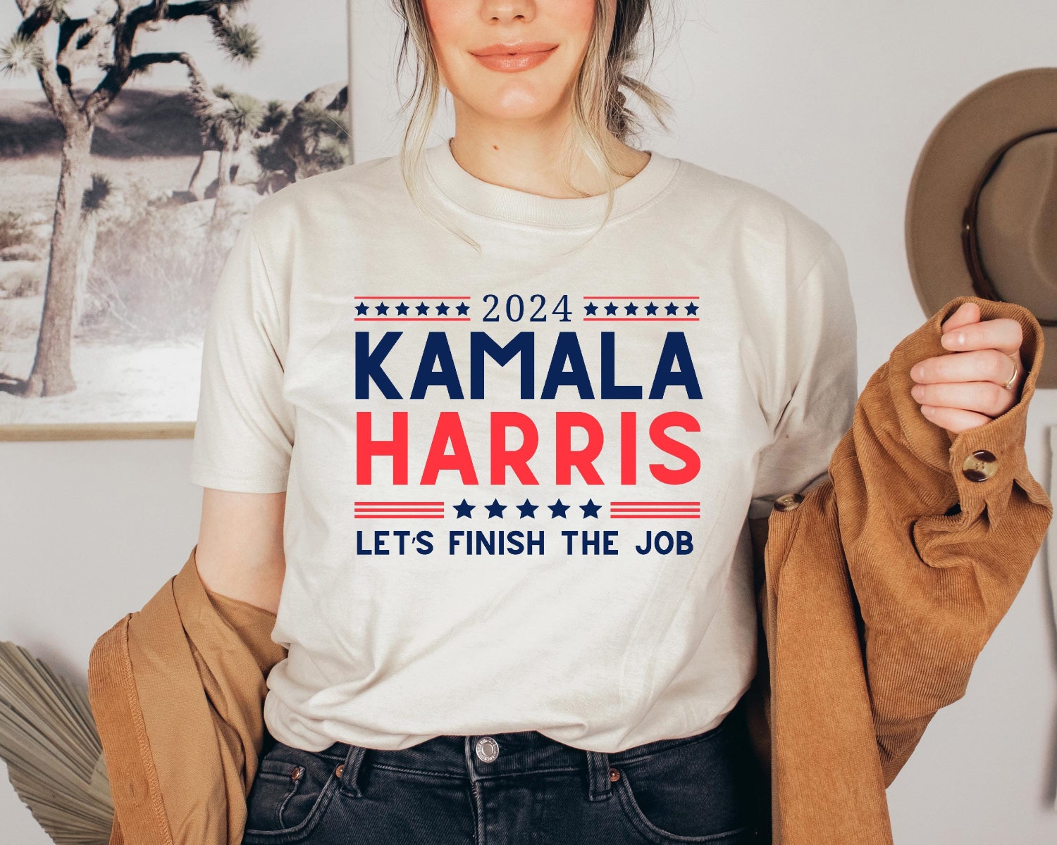 2024 Kamala Harris Let's Finish The Job Shirt | President Kamala Harris 2024 Tee | Kamala Rally Shirt image 0