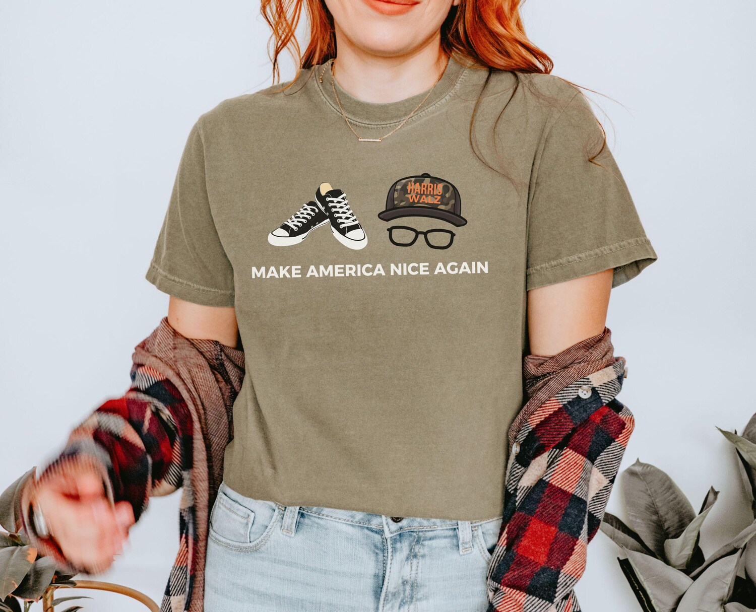 Make America Nice Again Harris Walz Comfort Colors Shirt - Kamala Rally Feminism 2024 Election image 4