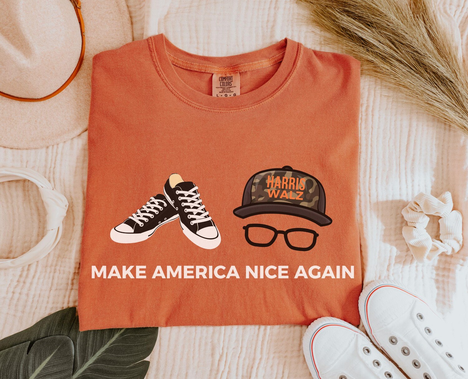 Make America Nice Again Harris Walz Comfort Colors Shirt - Kamala Rally Feminism 2024 Election image 0