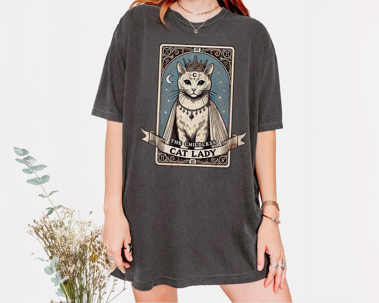 Tarot Card Cat Lady Shirt - Cat Lover Gift - Feminist Kamala Harris 2024 Election Tee image 0