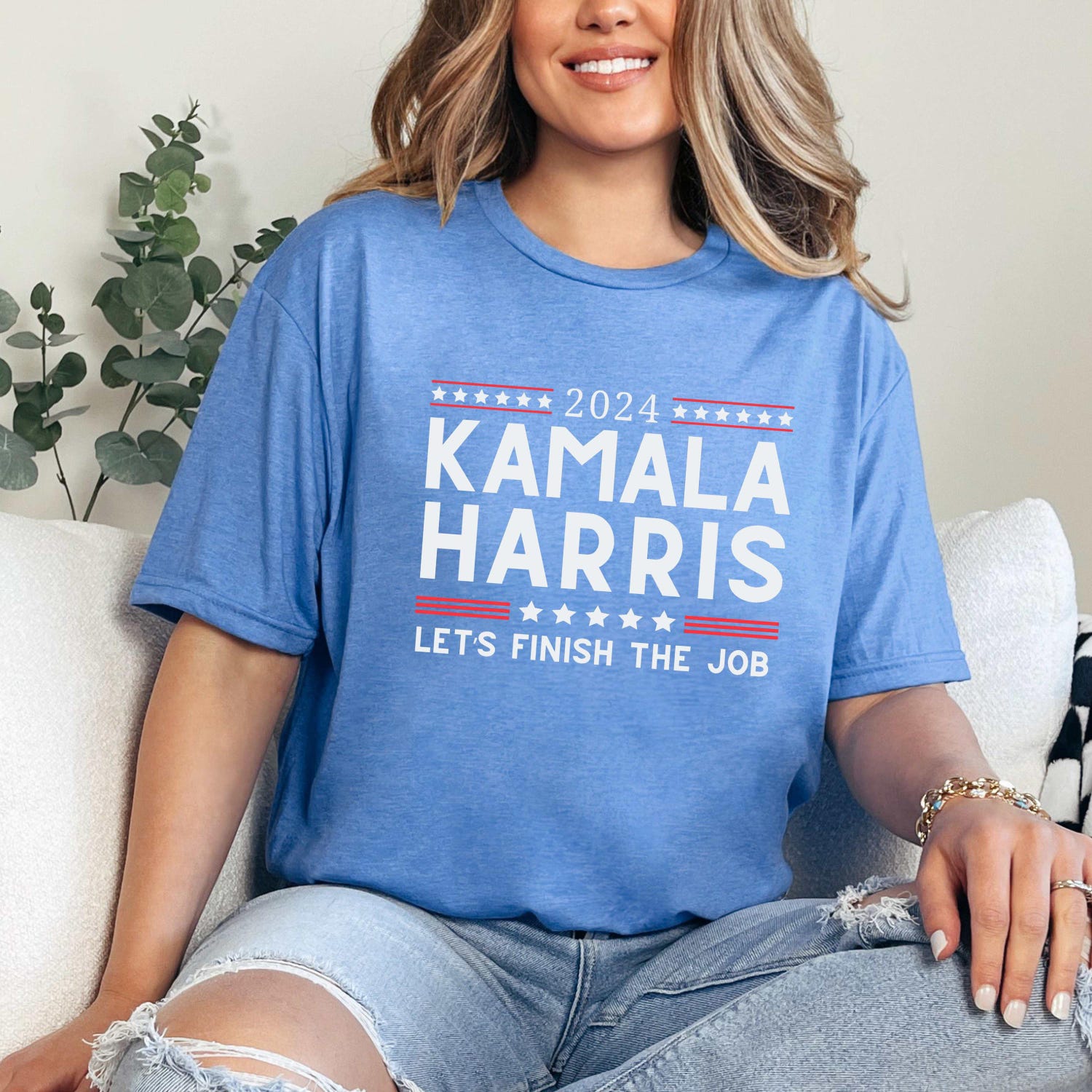 Kamala Harris 2024 Shirt | Finish the Job | Madam President Election Shirt | 2024 Presidential Tee image 2