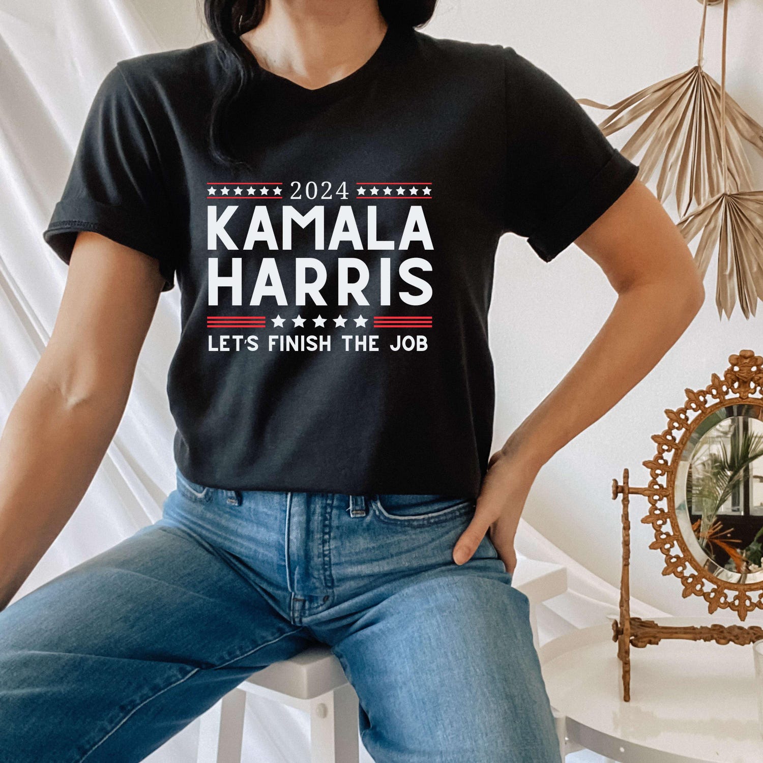 Kamala Harris 2024 Shirt | Finish the Job | Madam President Election Shirt | 2024 Presidential Tee image 3