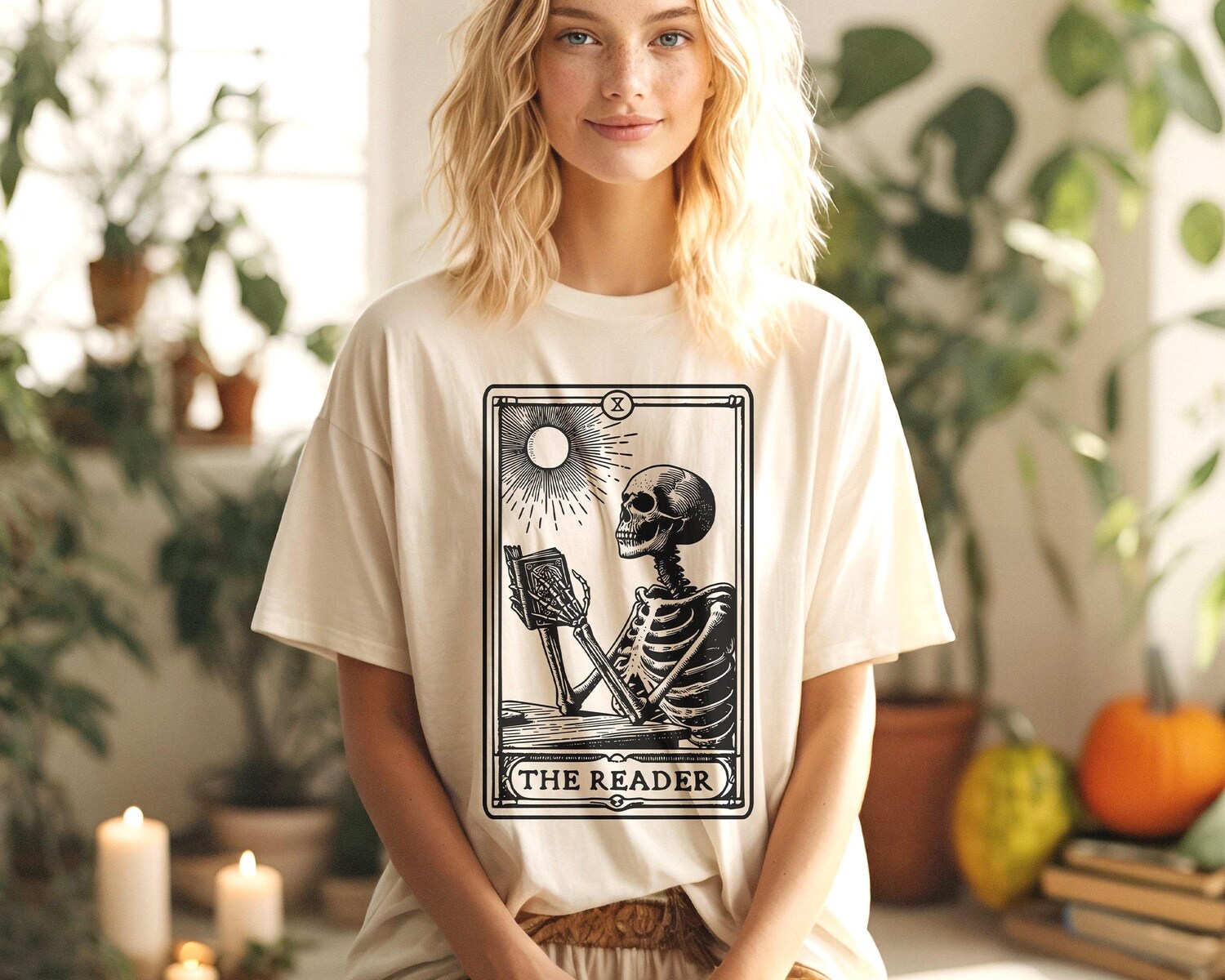 Tarot Card Skeleton Shirt - Bookish Halloween T-Shirt - Gothic Dark Academia Tee - Witchy Reader Gift image 6