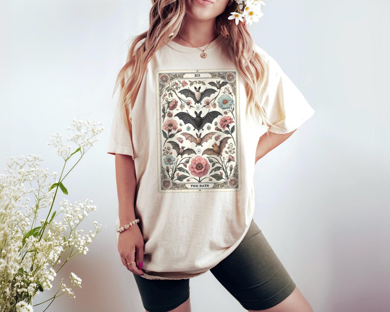 Vintage Tarot Card Shirt Halloween Aesthetic Gothic Bat Tee Dark Academia Witchy image 0