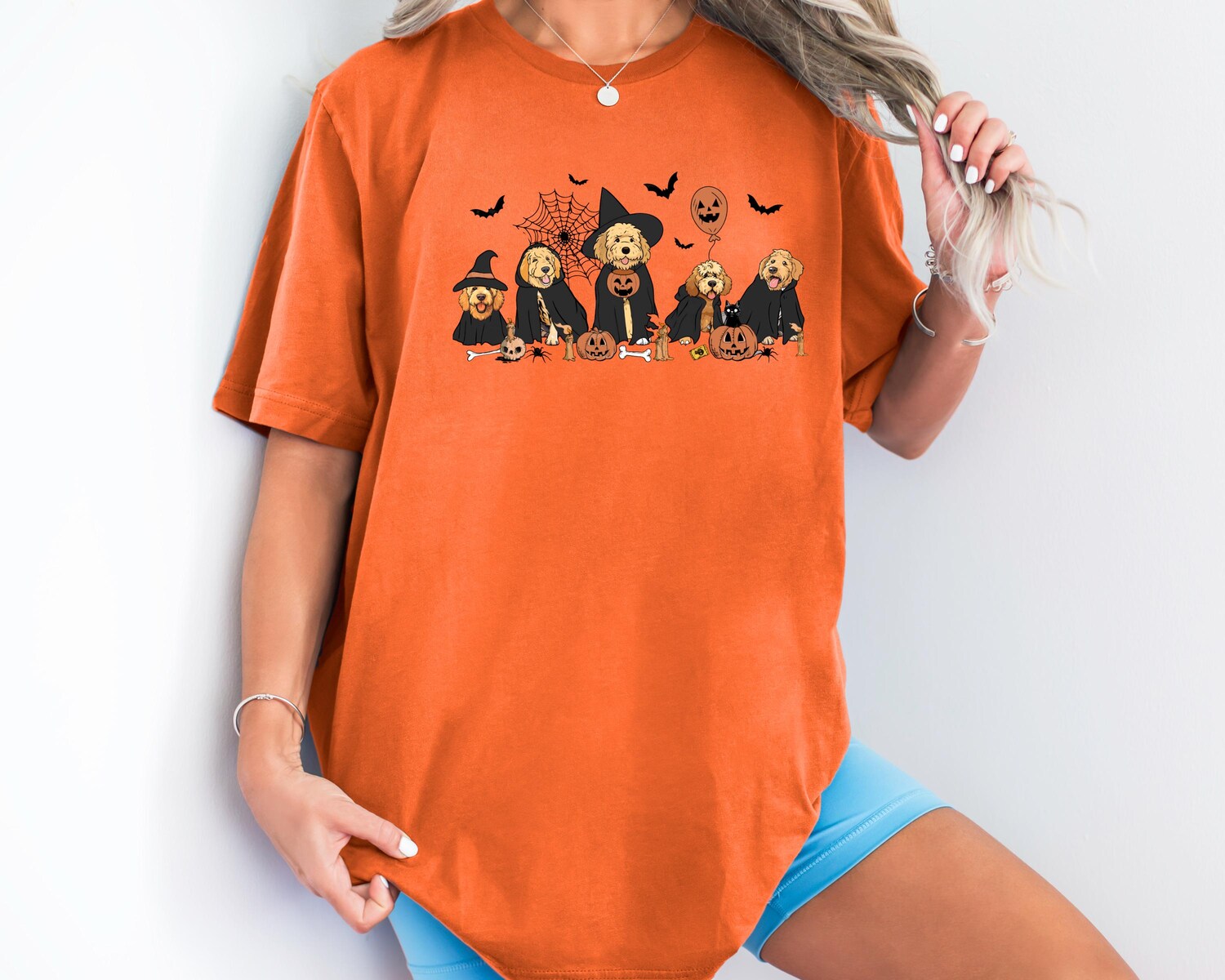 Ghost and Witch Goldendoodle Halloween Sweatshirt | Dog Lover Gift | Cute Halloween Dog Shirt image 5