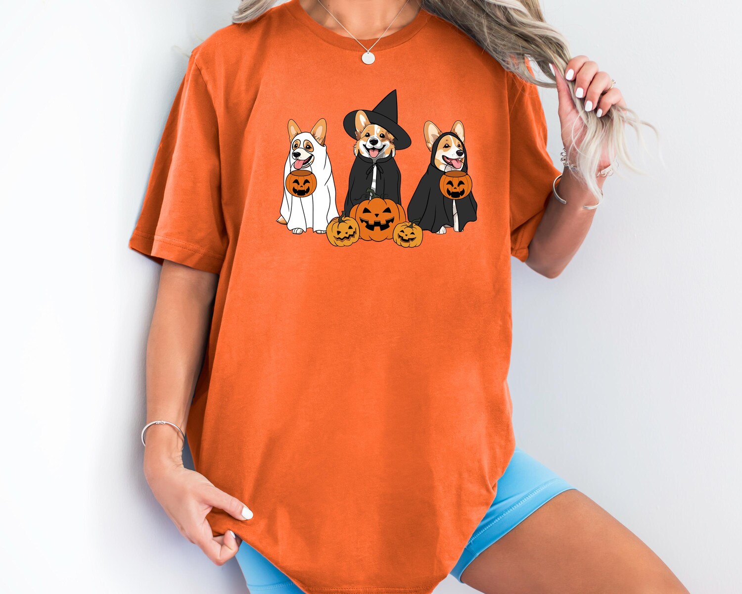 Ghost and Witch Corgi Dog Halloween Sweatshirt Retro Dog Lover Gift Animal Lover Shirt image 5