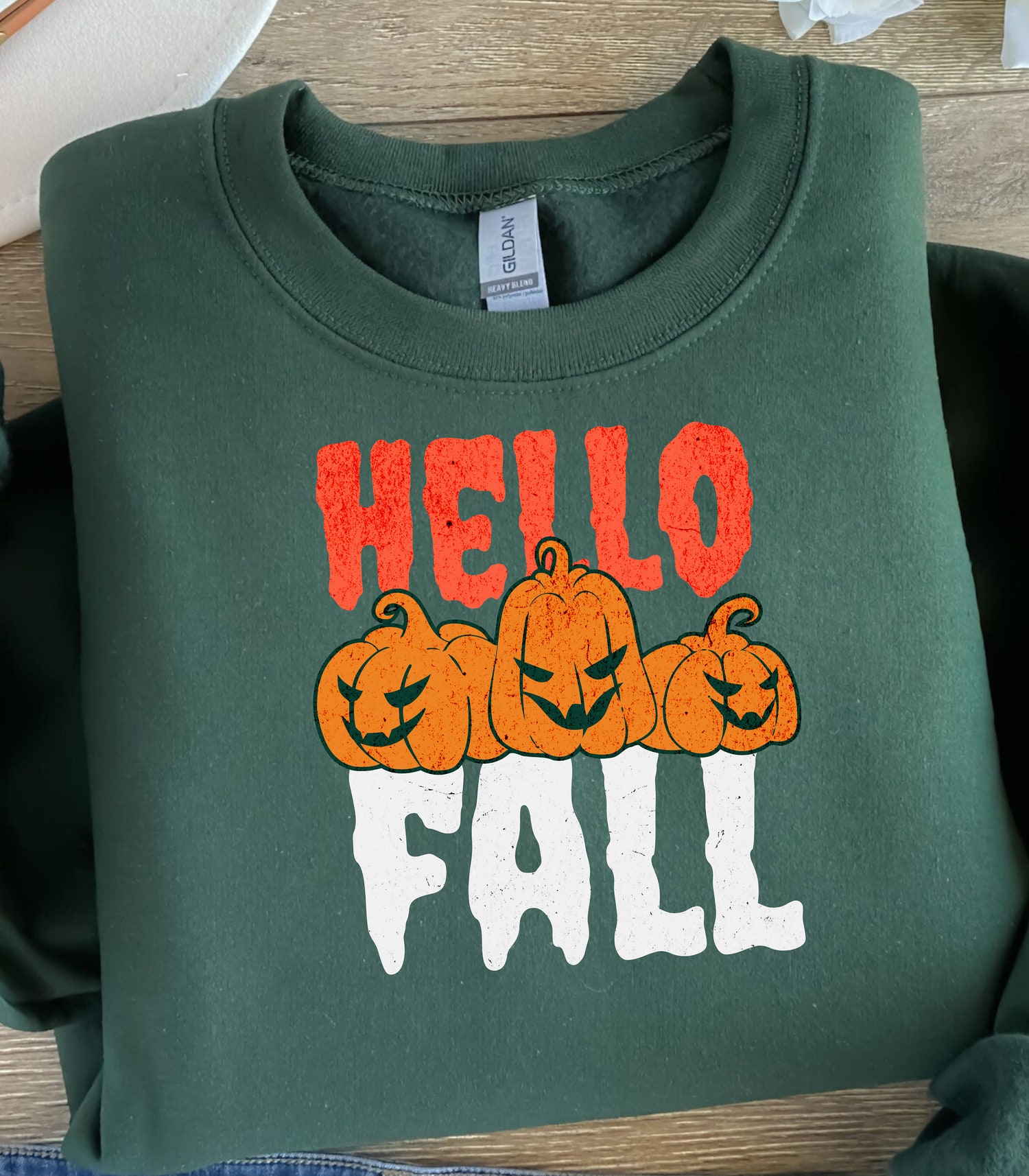 Retro Halloween Gildan Sweater Funny Halloween Crewneck Pumpkin Sweater Costume Shirt image 6