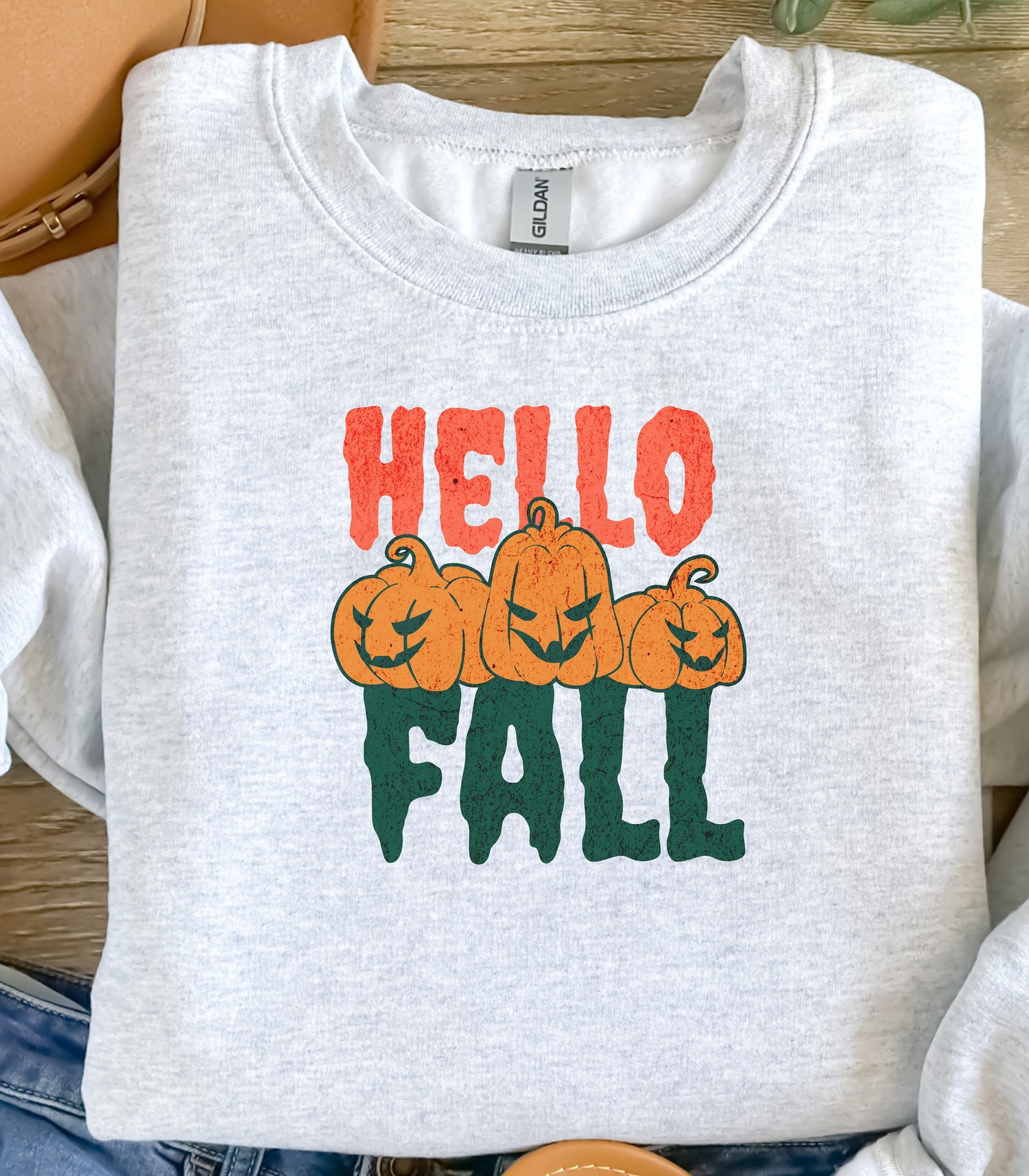 Retro Halloween Gildan Sweater Funny Halloween Crewneck Pumpkin Sweater Costume Shirt image 5