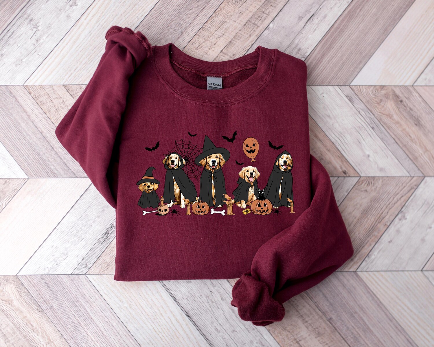 Golden Retriever Halloween Sweatshirt - Ghost and Witch Dog Lover Gift - Cute Ghost Dog Shirt image 3