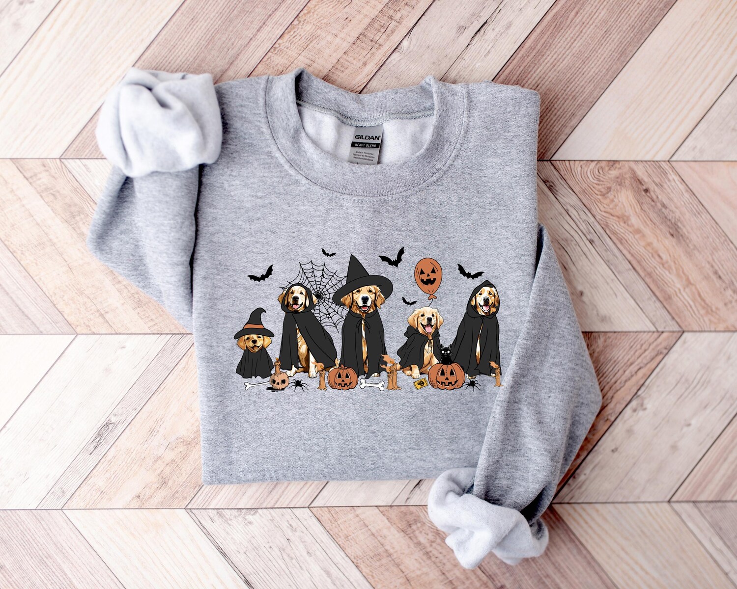 Golden Retriever Halloween Sweatshirt - Ghost and Witch Dog Lover Gift - Cute Ghost Dog Shirt image 1