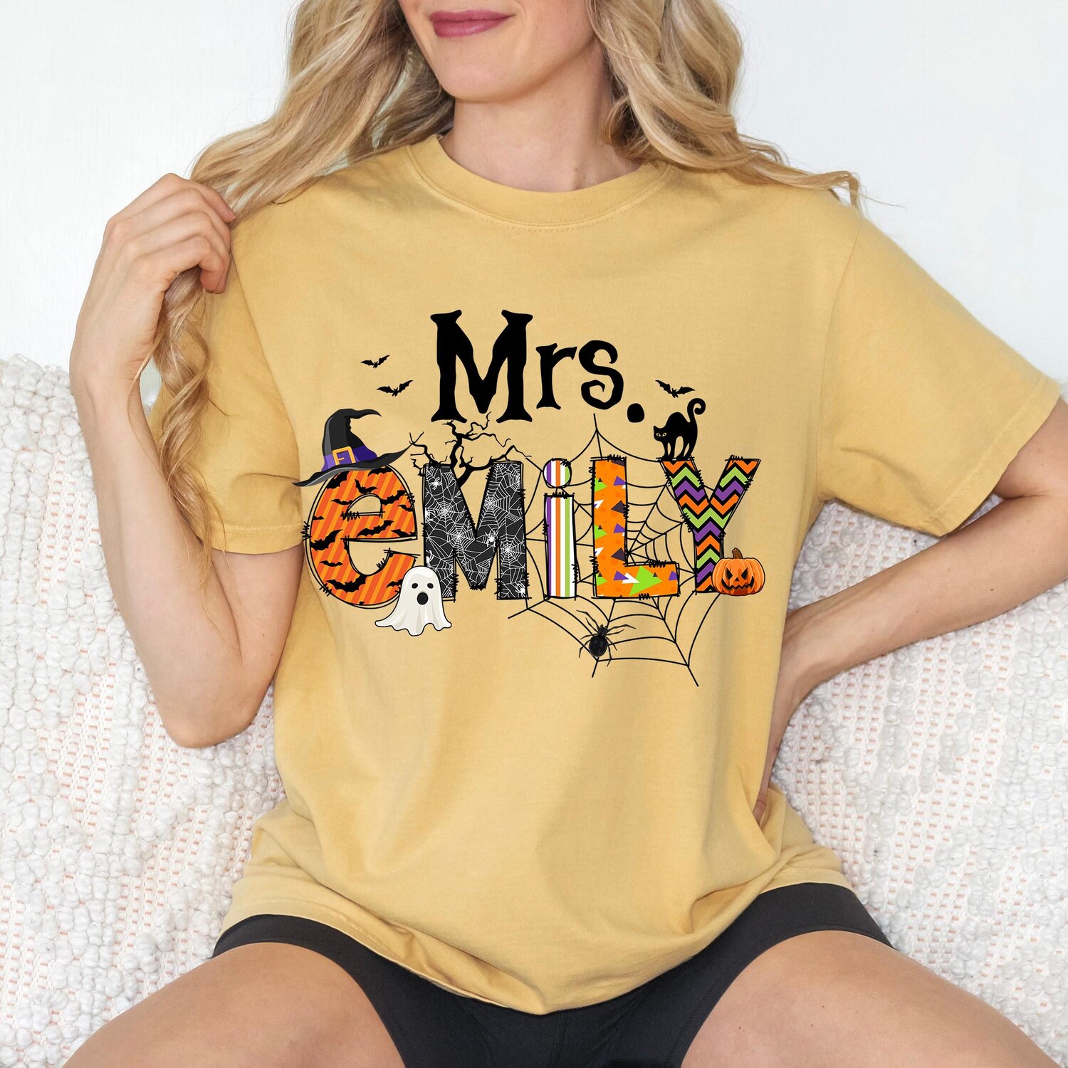 Personalized Cute Halloween Teacher Shirt | Spooky Vibes | Trick or Teach | Custom Name image 5