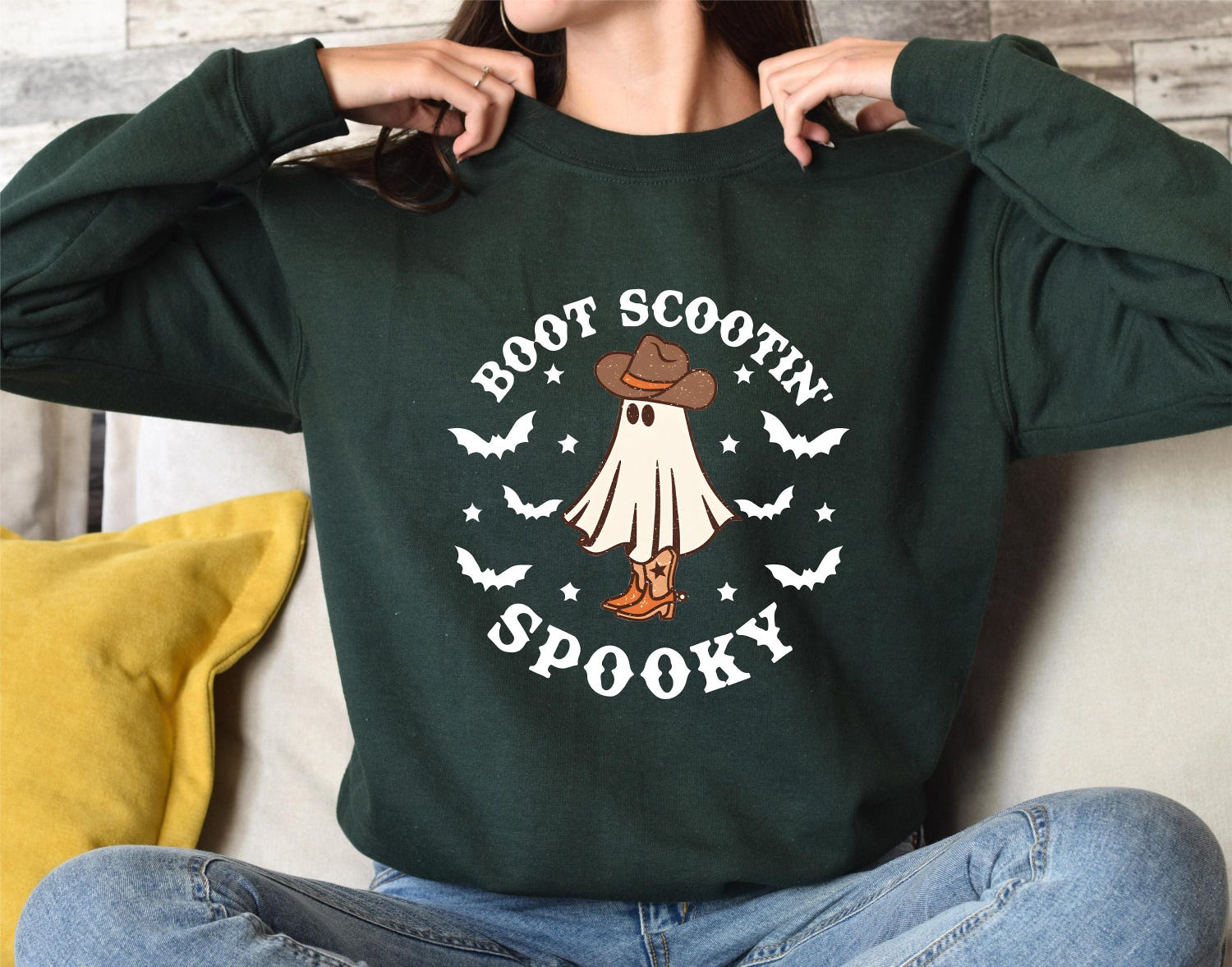 Boot Scootin Spooky Sweatshirt - Cowboy Ghost Western Halloween Shirt - Family Fall Tee image 3