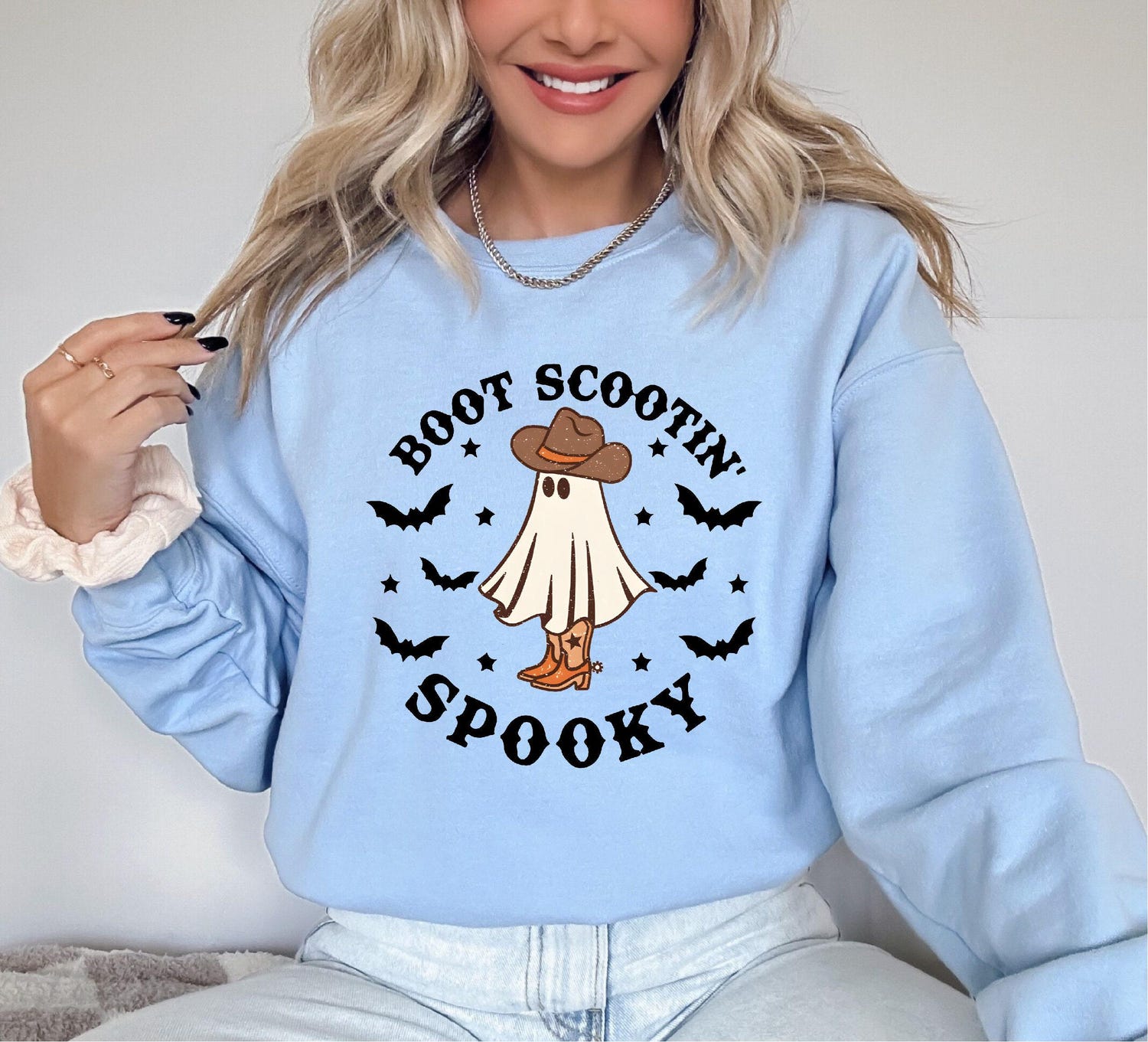 Boot Scootin Spooky Sweatshirt - Cowboy Ghost Western Halloween Shirt - Family Fall Tee image 4