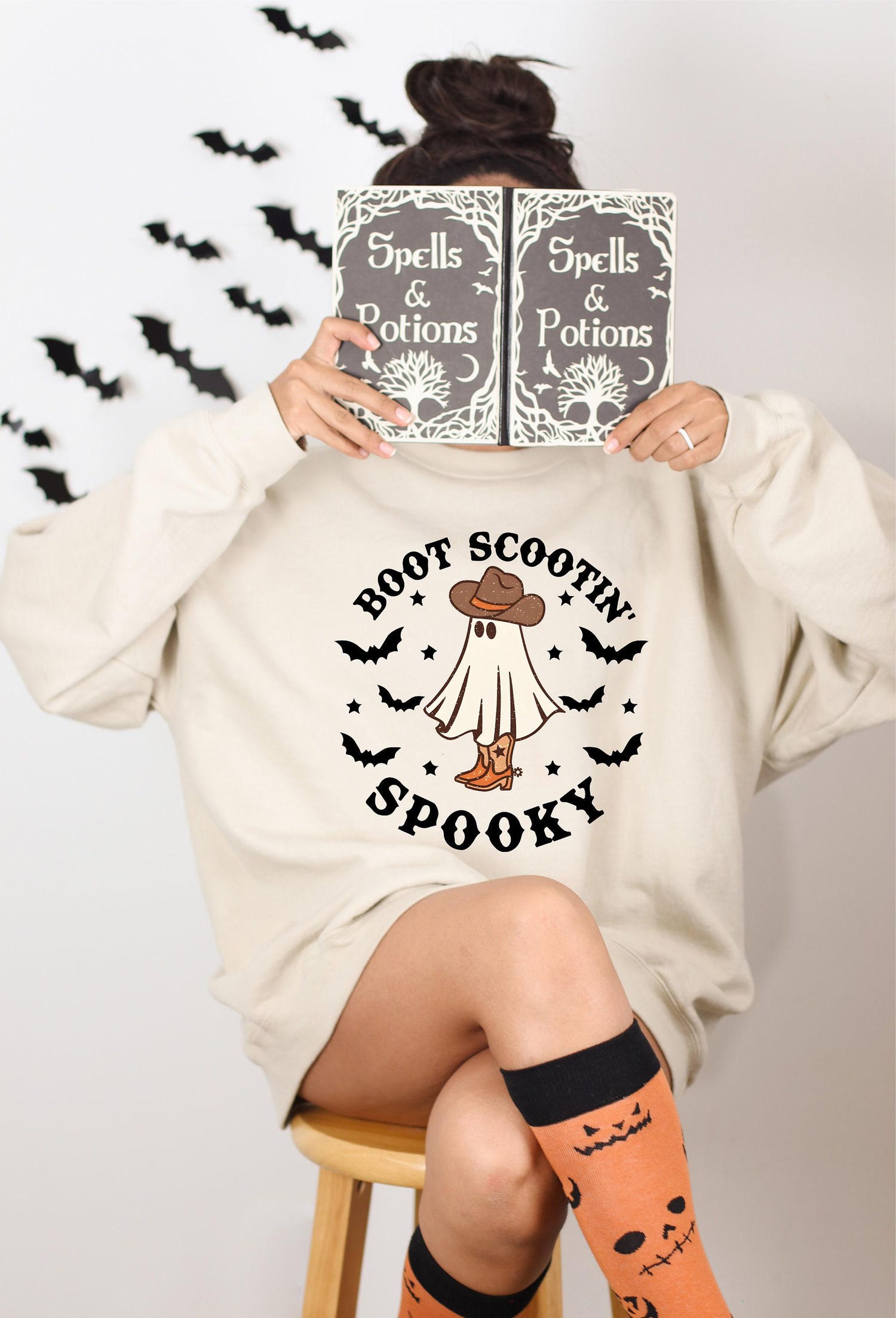 Boot Scootin Spooky Sweatshirt - Cowboy Ghost Western Halloween Shirt - Family Fall Tee image 5