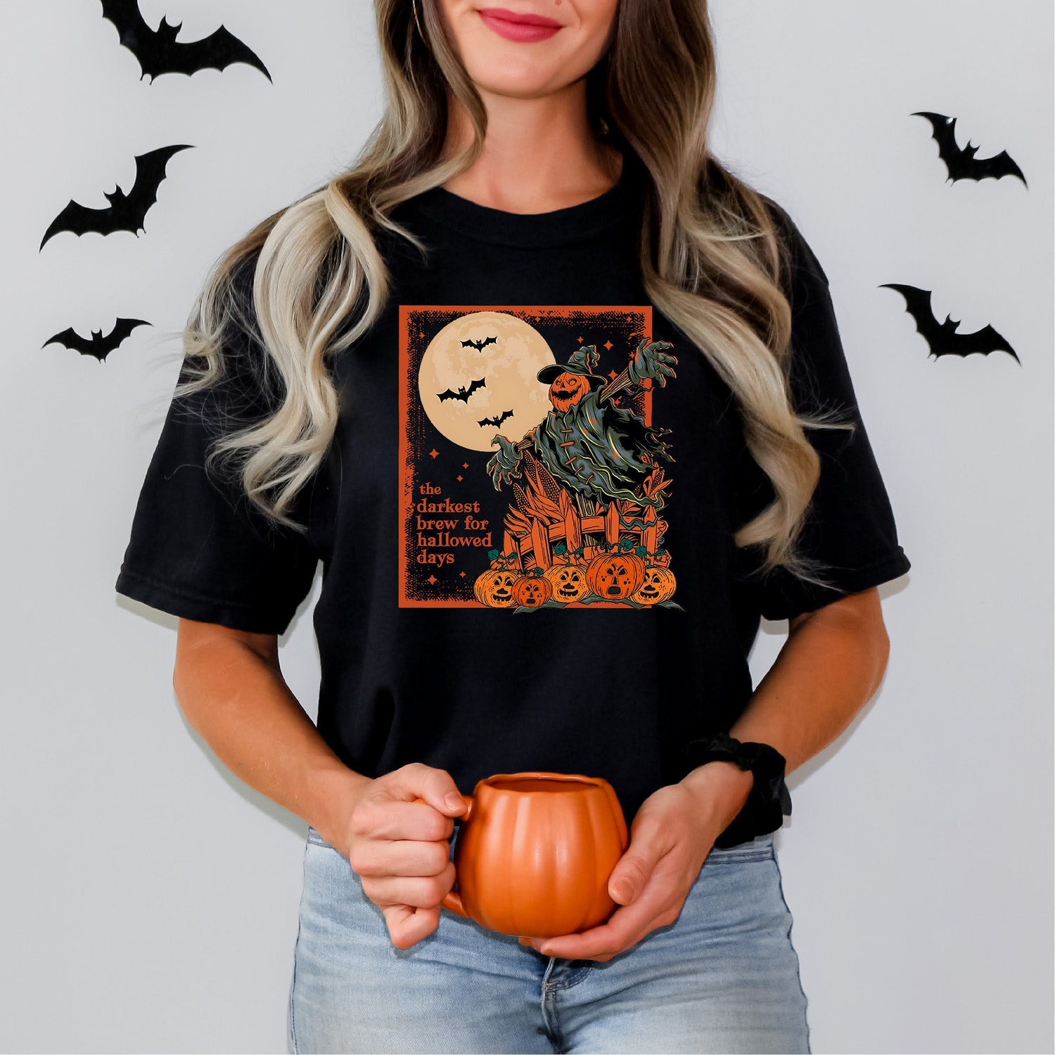 Vintage Halloween Shirt | Darkest Brew Hallowed Days | Family Halloween Gift Tee image 3