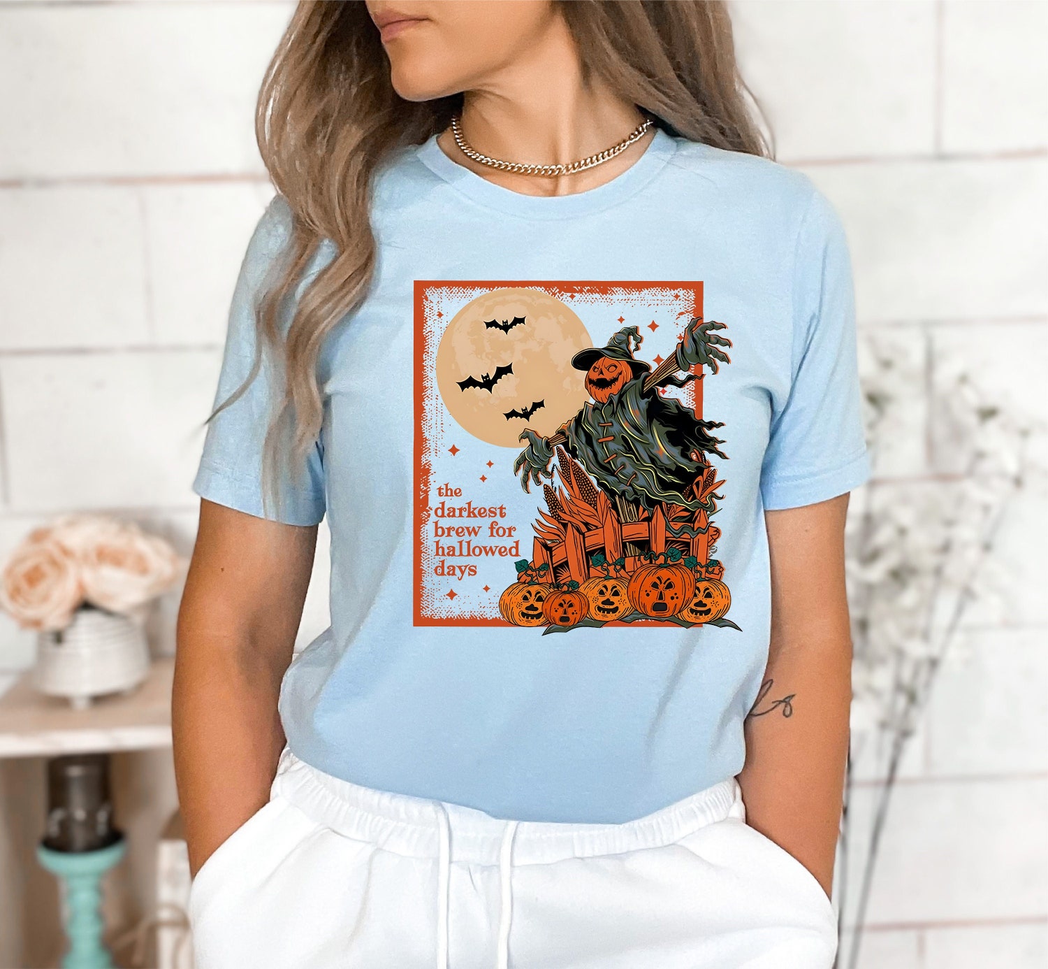 Vintage Halloween Shirt | Darkest Brew Hallowed Days | Family Halloween Gift Tee image 4