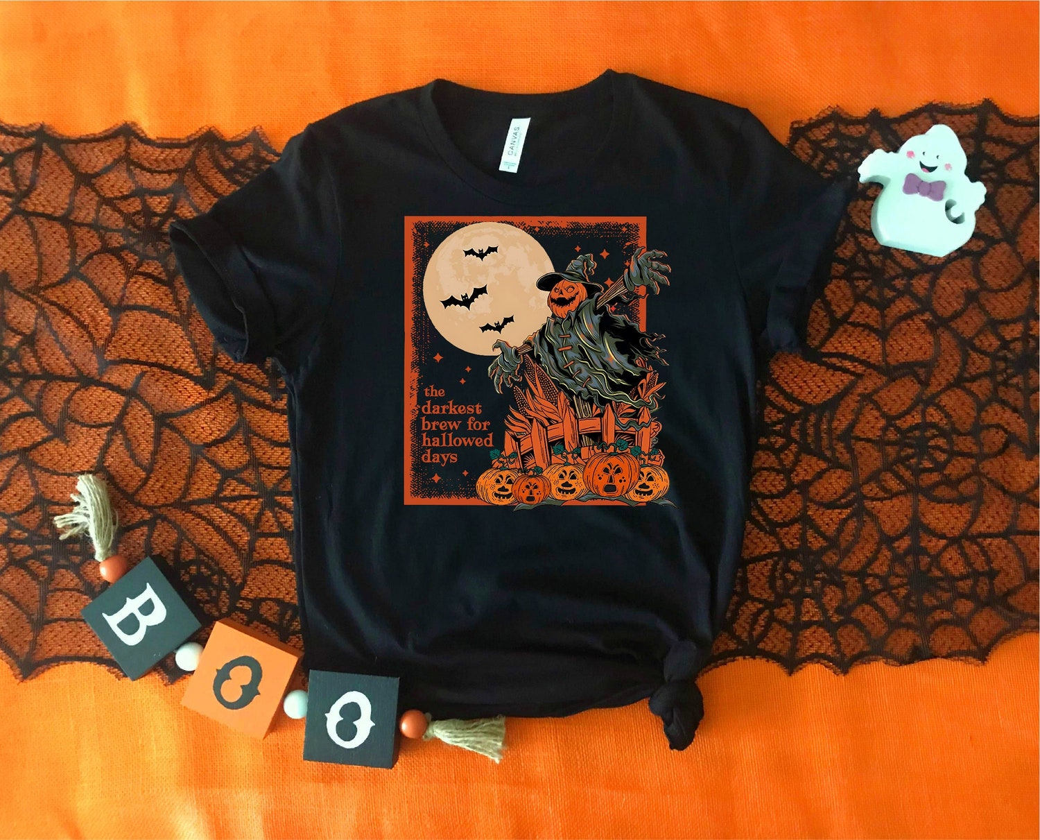 Vintage Halloween Shirt | Darkest Brew Hallowed Days | Family Halloween Gift Tee image 6