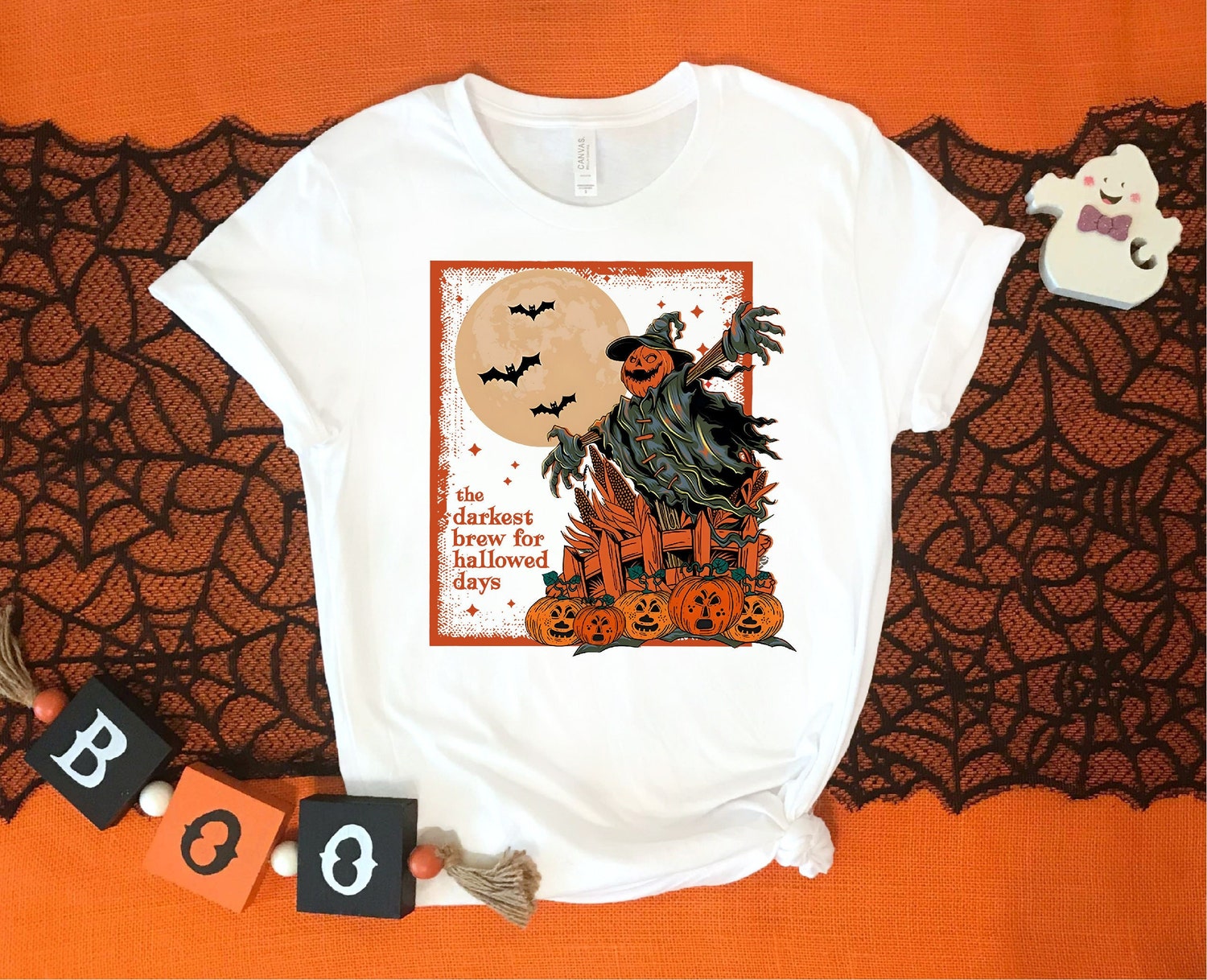 Vintage Halloween Shirt | Darkest Brew Hallowed Days | Family Halloween Gift Tee image 7