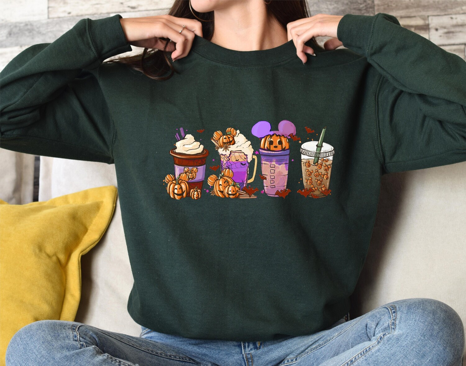 Disney Halloween Drinks Sweatshirt | Halloween Costume | Disneyland Sweater | Pumpkin Spice Latte Shirt image 3