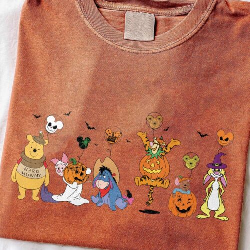 Halloween Winnie the Pooh Pumpkin Shirt - Halloween Gift with Pooh Bear Piglet Eeyore image 0