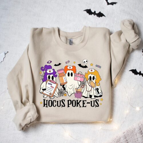 Hocus Poke-us Witch Nurse Halloween Shirt - Medical Lab Tech Spooky ER Crew Tee image 0