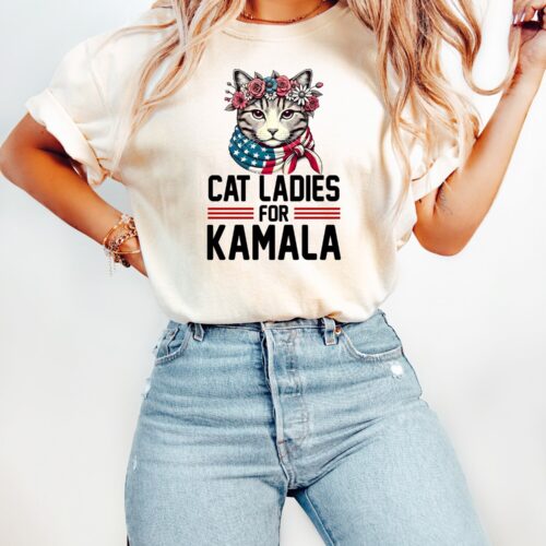 Kamala Harris Cat Lady Shirt | Democrats 2024 Election Shirt | Cat Ladies for Kamala Tee image 0