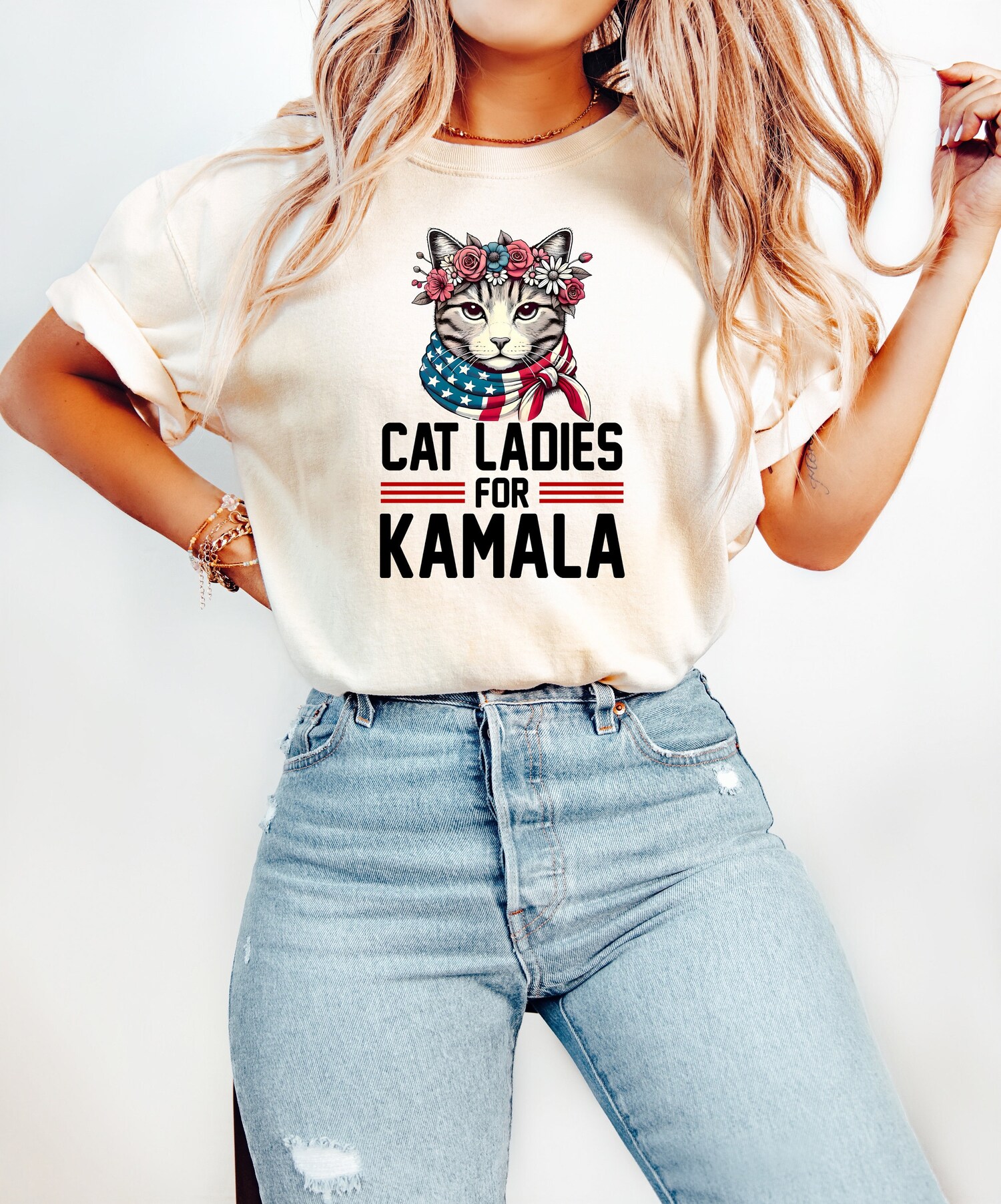 Kamala Harris Cat Lady Shirt | Democrats 2024 Election Shirt | Cat Ladies for Kamala Tee image 0