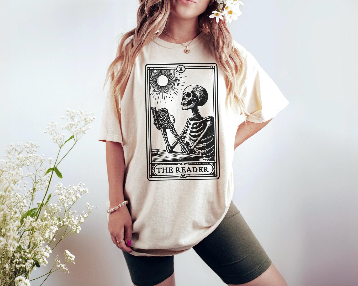 Tarot Card Skeleton Shirt - Bookish Halloween T-Shirt - Gothic Dark Academia Tee - Witchy Reader Gift image 3