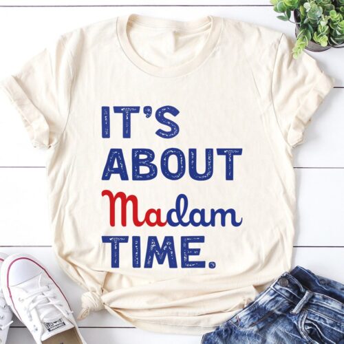 Retro Funny Madam President Kamala Harris 2024 Election Graphic T-Shirt for Women image 0