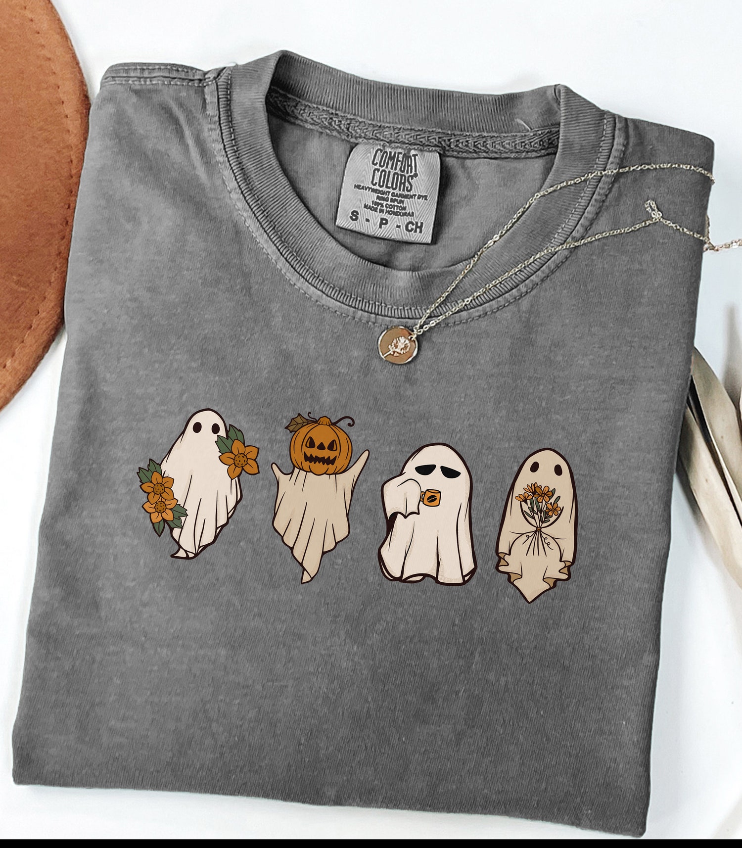 Cute Ghost Halloween Shirt | Women's Spooky Season Fall Tee | Halloween Gift image 1