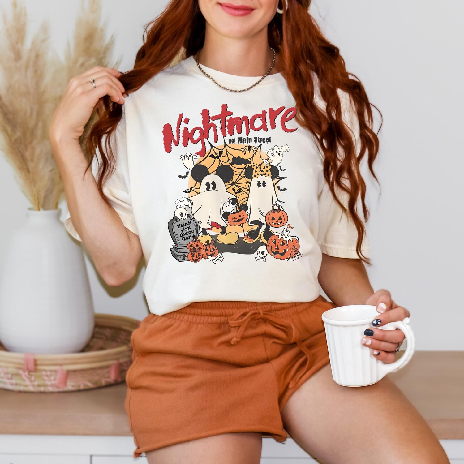 Retro Halloween Shirt Mickey Minnie Vintage Tee Nightmare On Main Street image 3