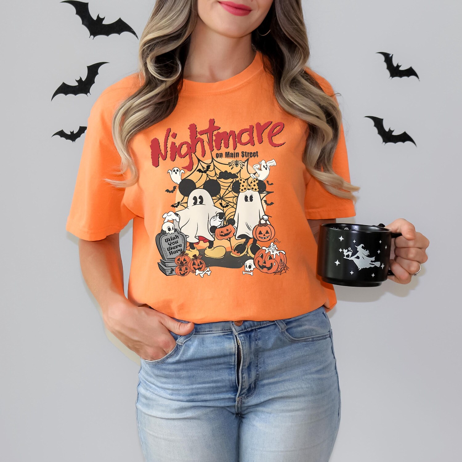 Retro Halloween Shirt Mickey Minnie Vintage Tee Nightmare On Main Street image 6