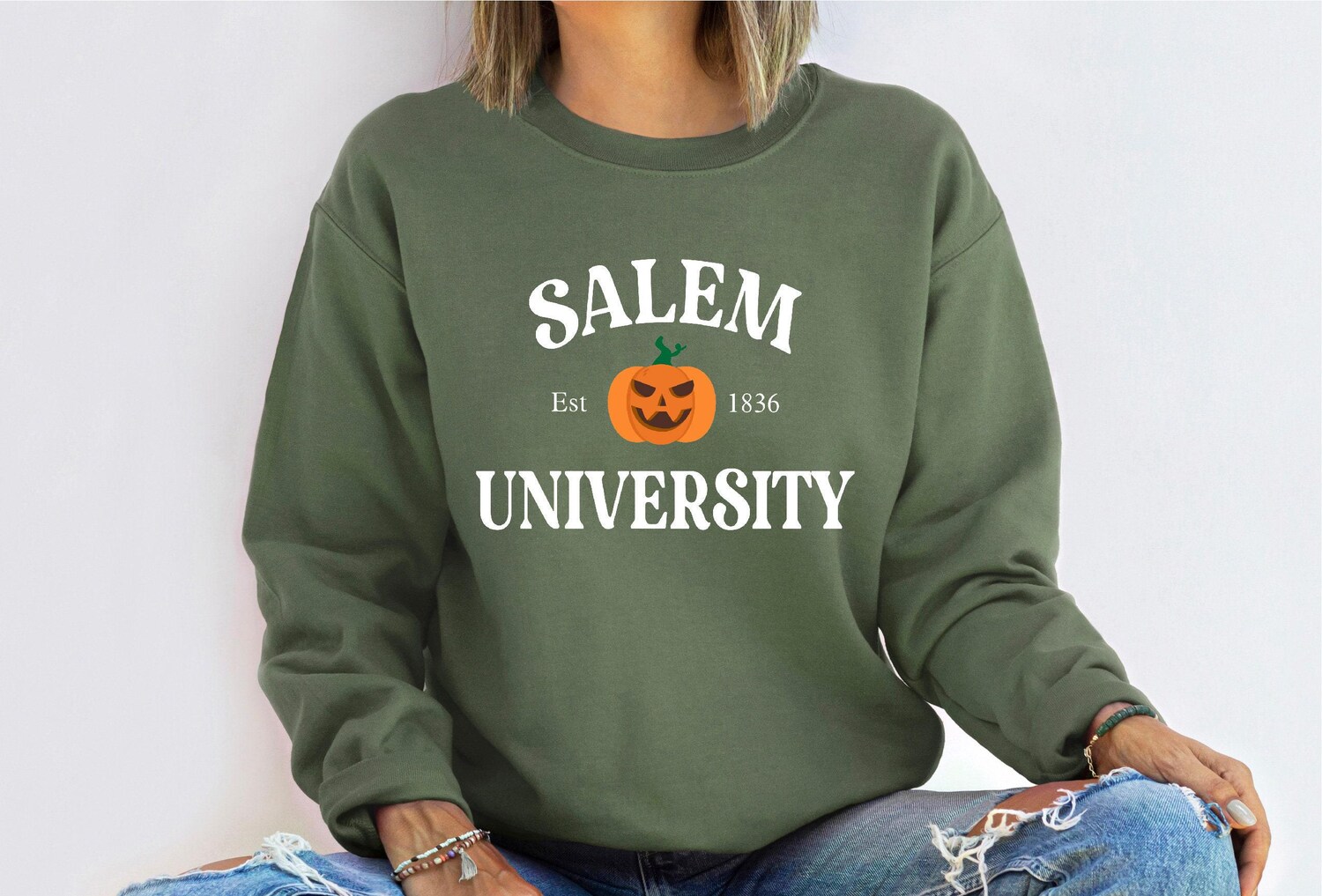 Salem University Est 1836 Sweatshirt | Halloween Witch Shirt | Spooky Season Costume Sweater image 4