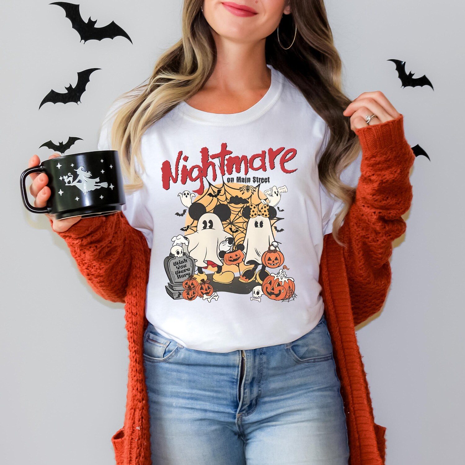 Retro Halloween Shirt Mickey Minnie Vintage Tee Nightmare On Main Street image 7