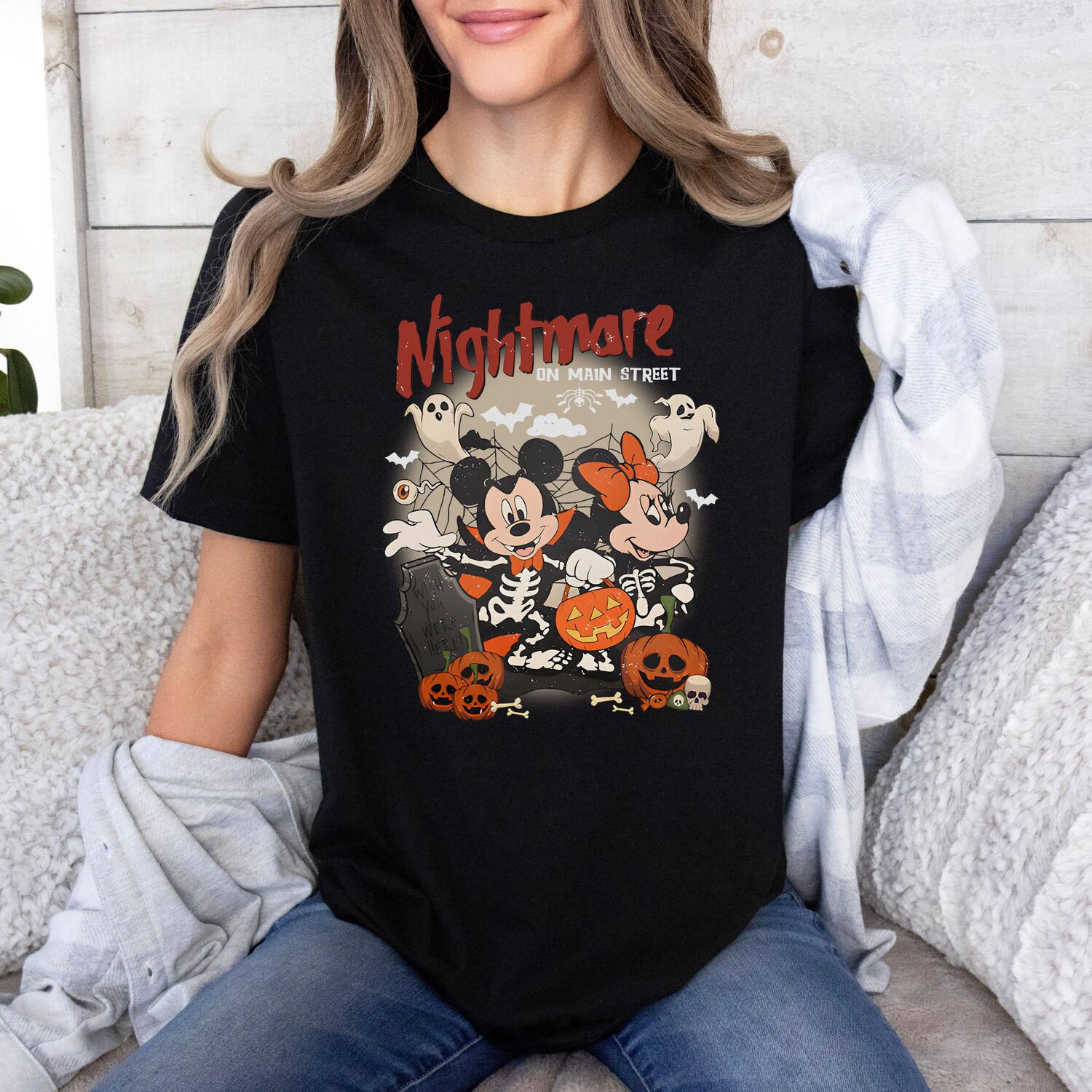 Halloween Retro Mickey Minnie Sweatshirt | Spooky Cute Gift for Her | Funny Fall Scary Hoodie image 5