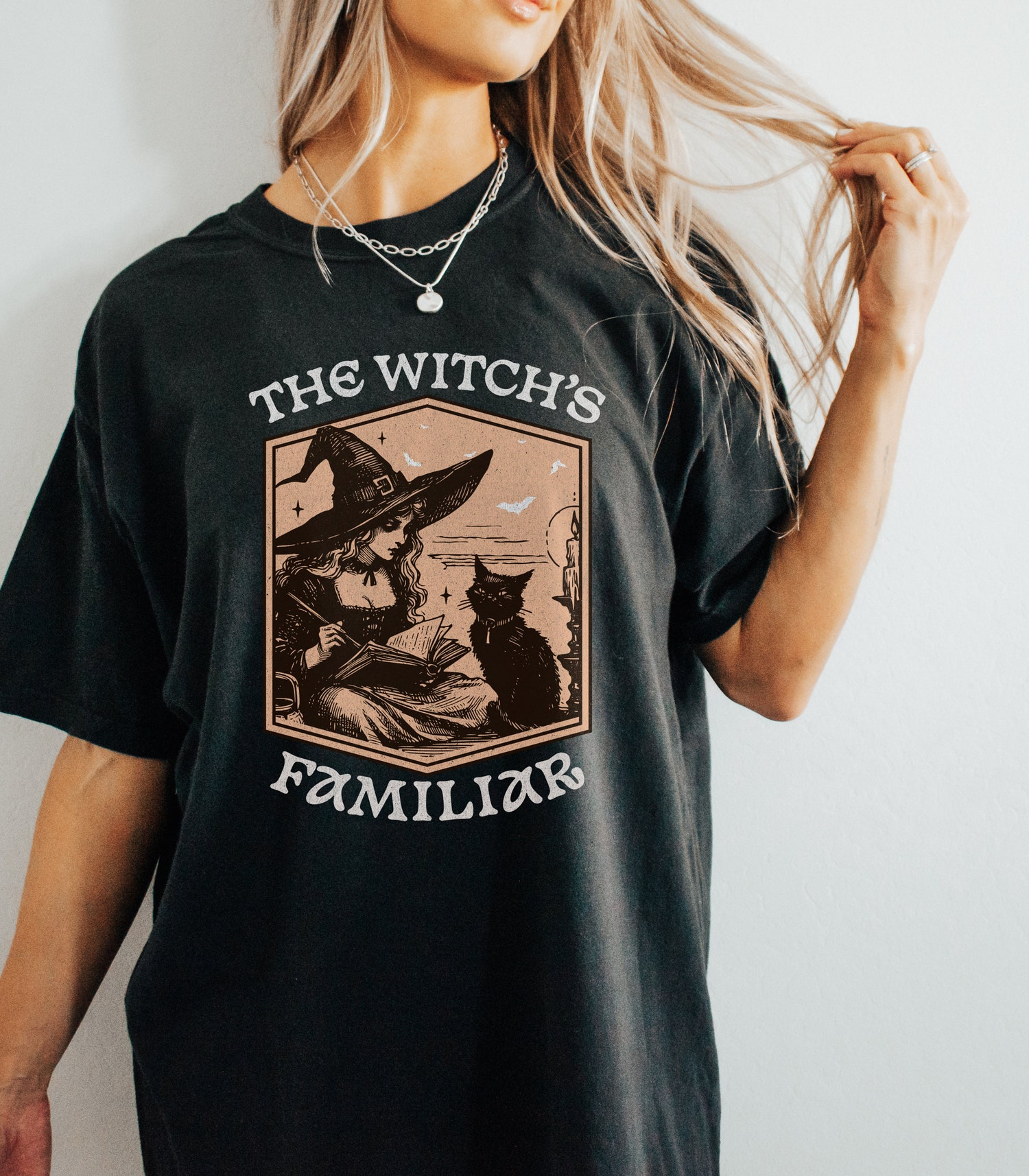 Vintage Girls Witch Comfort Colors Shirt Funny Halloween Witchy Vibes Retro Women’s Witch Shirt image 3