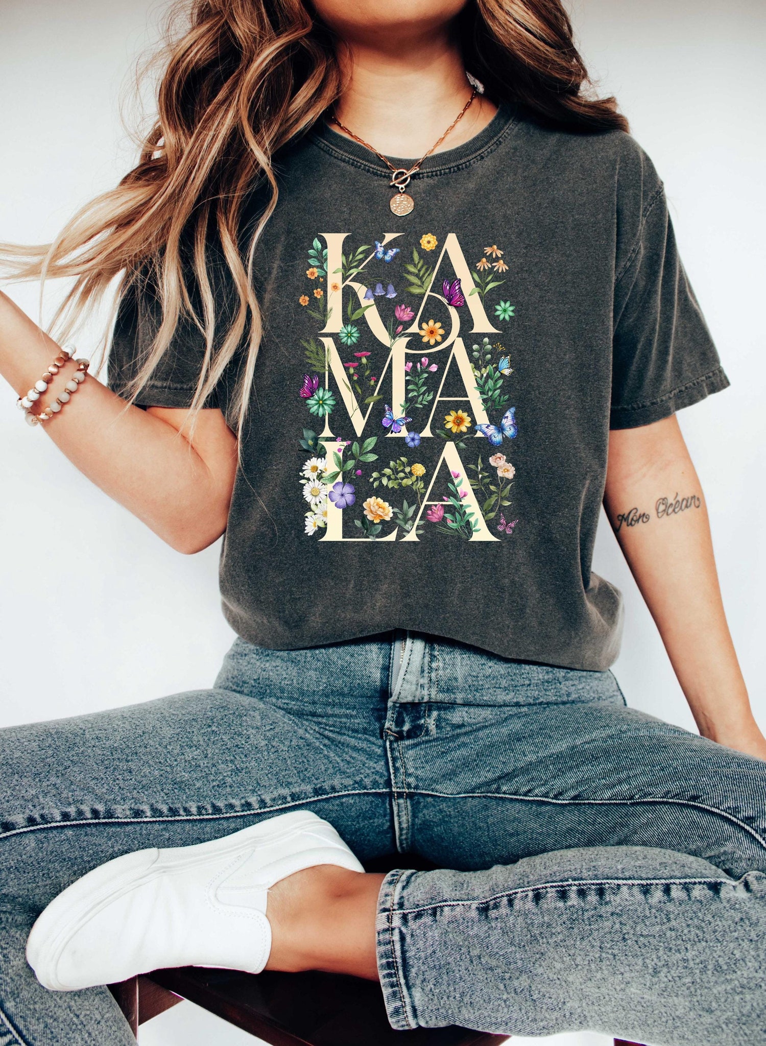 Kamala Harris 2024 Election Shirt - Botanical Floral Voting Tee - Artsy Political Kamala Tee image 0