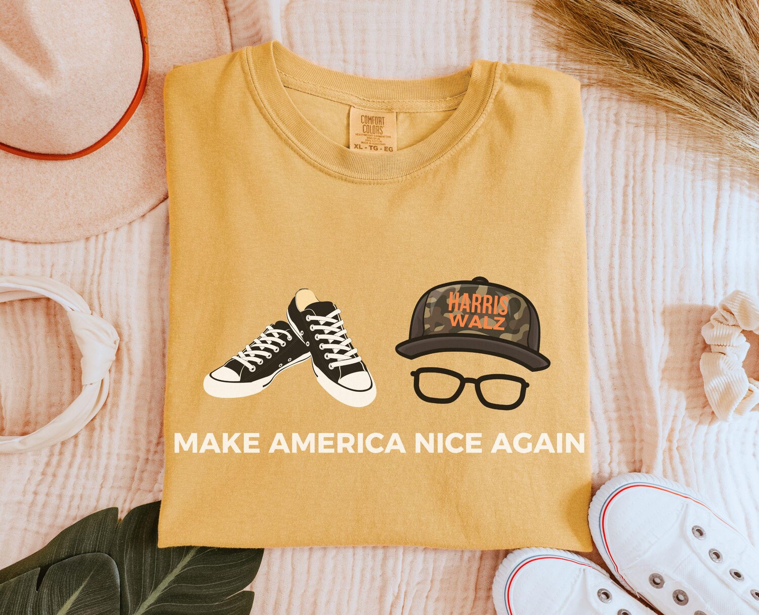 Make America Nice Again Harris Walz Comfort Colors Shirt - Kamala Rally Feminism 2024 Election image 1