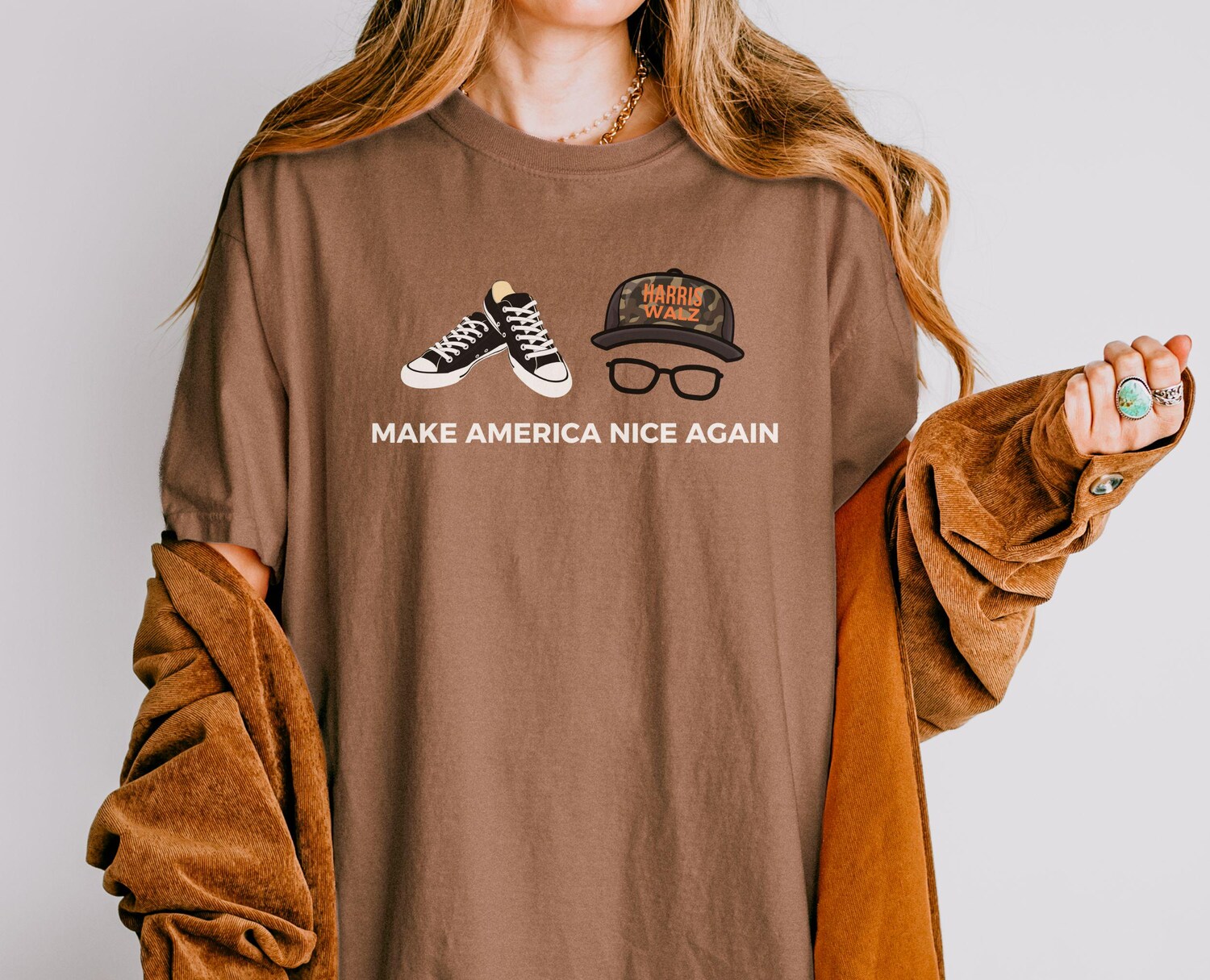 Make America Nice Again Harris Walz Comfort Colors Shirt - Kamala Rally Feminism 2024 Election image 5