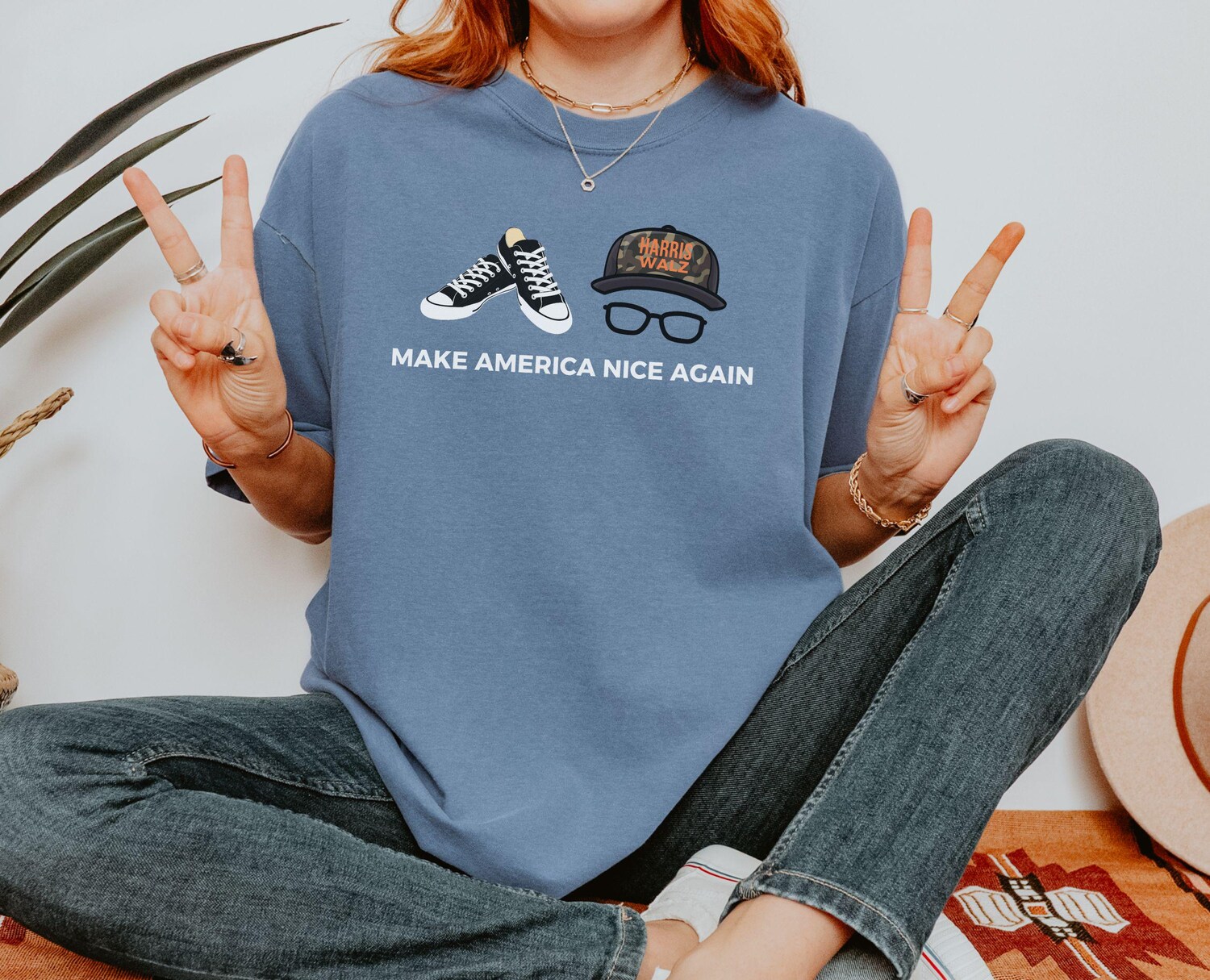 Make America Nice Again Harris Walz Comfort Colors Shirt - Kamala Rally Feminism 2024 Election image 6