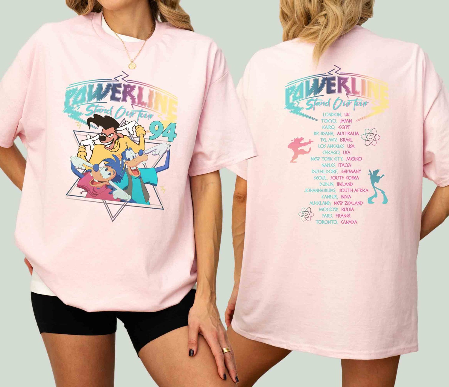 Retro 90s Goofy Movie Shirt - Max Roxanne Powerline World Tour Tee image 1