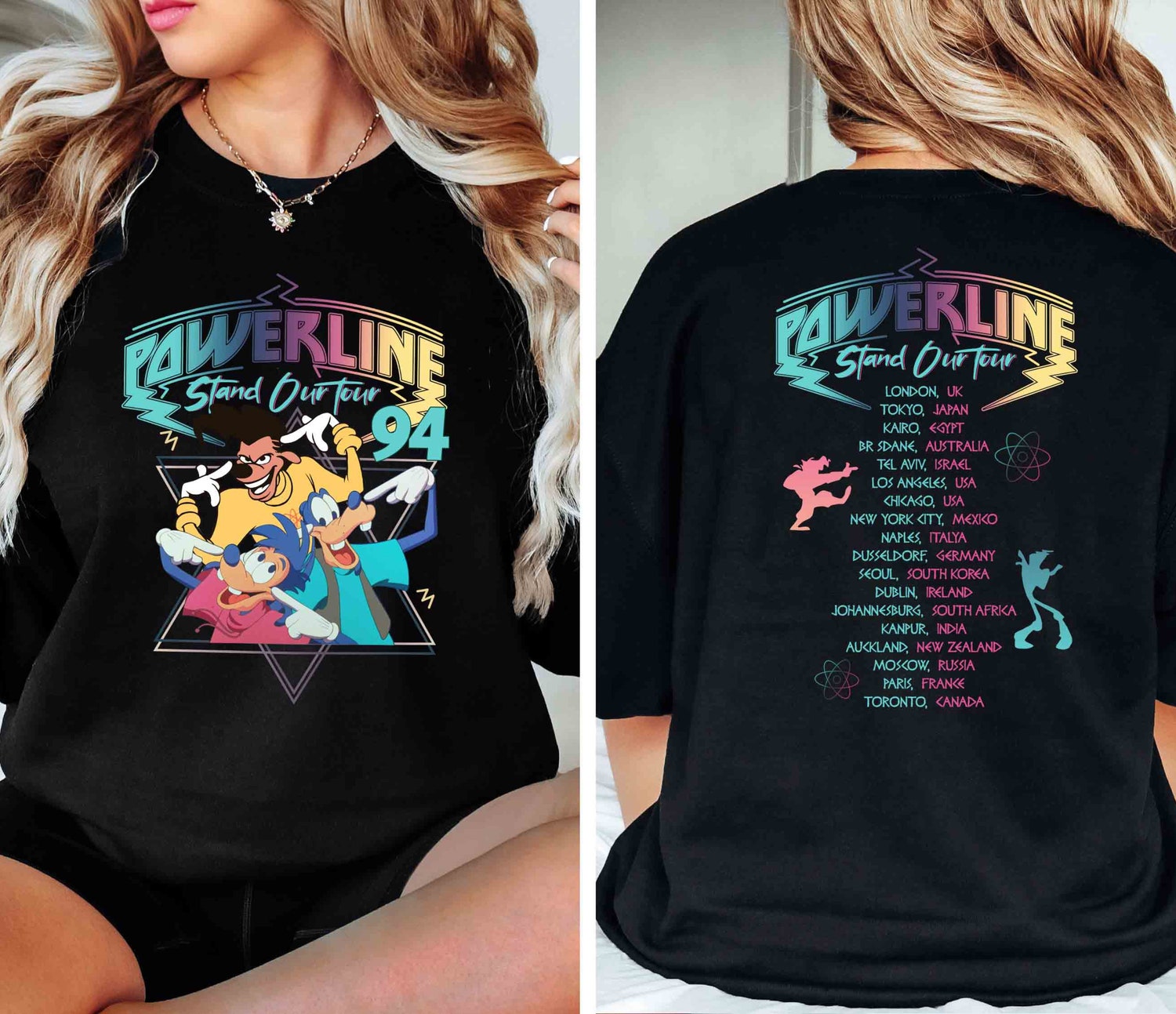 Retro 90s Goofy Movie Shirt - Max Roxanne Powerline World Tour Tee image 2